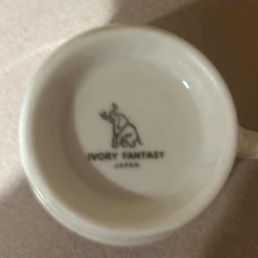 Photo 1 of 10-IVORY FANTASY FINE CHINA CUP SAUCER W EMBOSSED FLORAL PATTERN