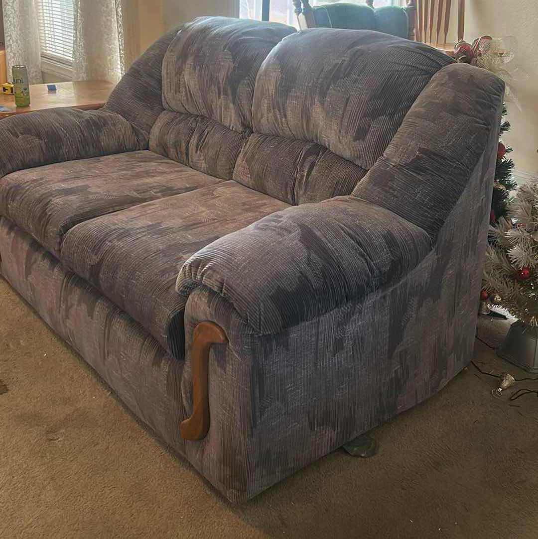 Photo 1 of 5’6” AMERICAN FURNITURE COMPANY BLUE UPHOLSTERED SOFA/LOVESEAT