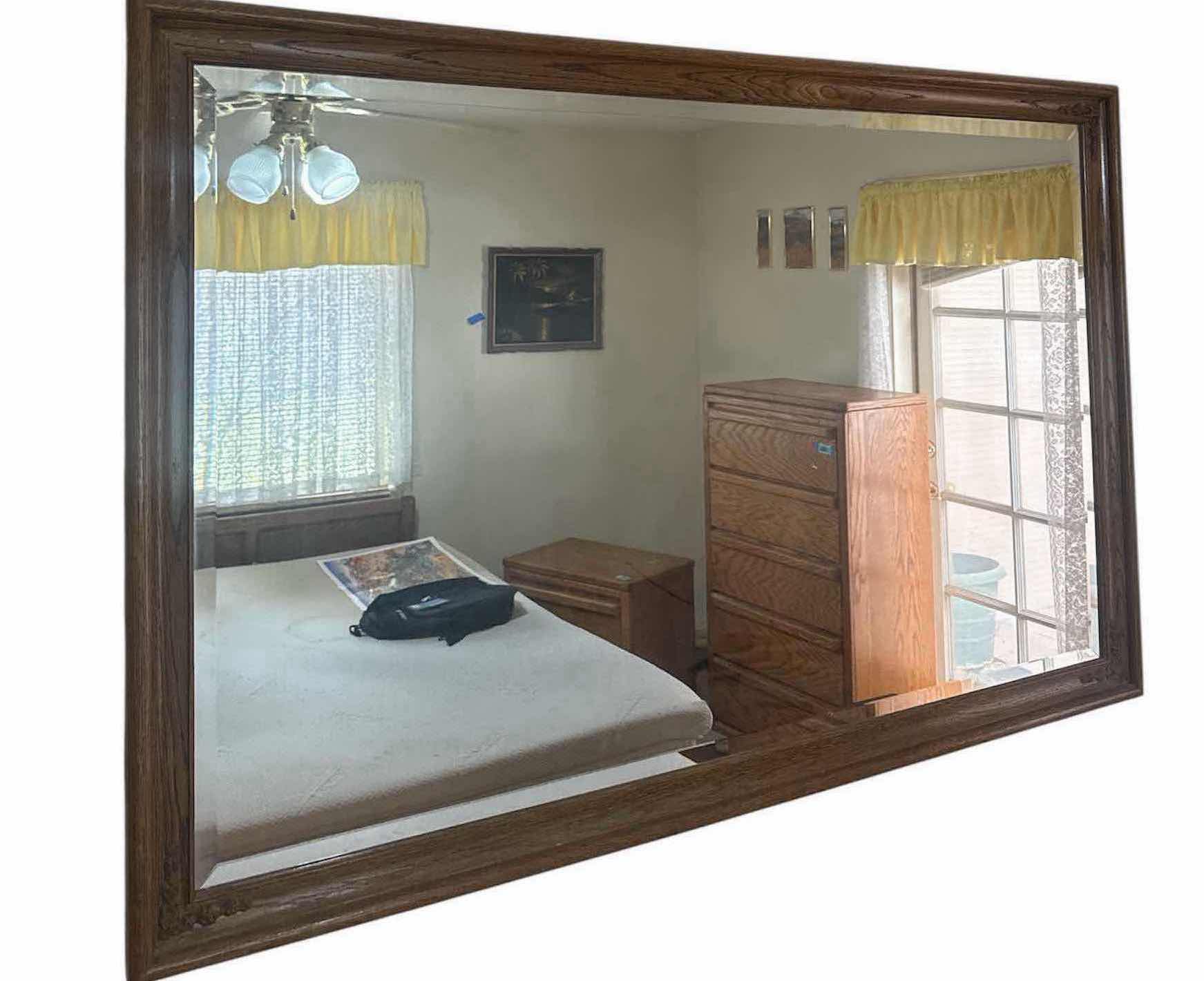 Photo 1 of VINTAGE WOOD FRAMED MIRROR 52” X 34"