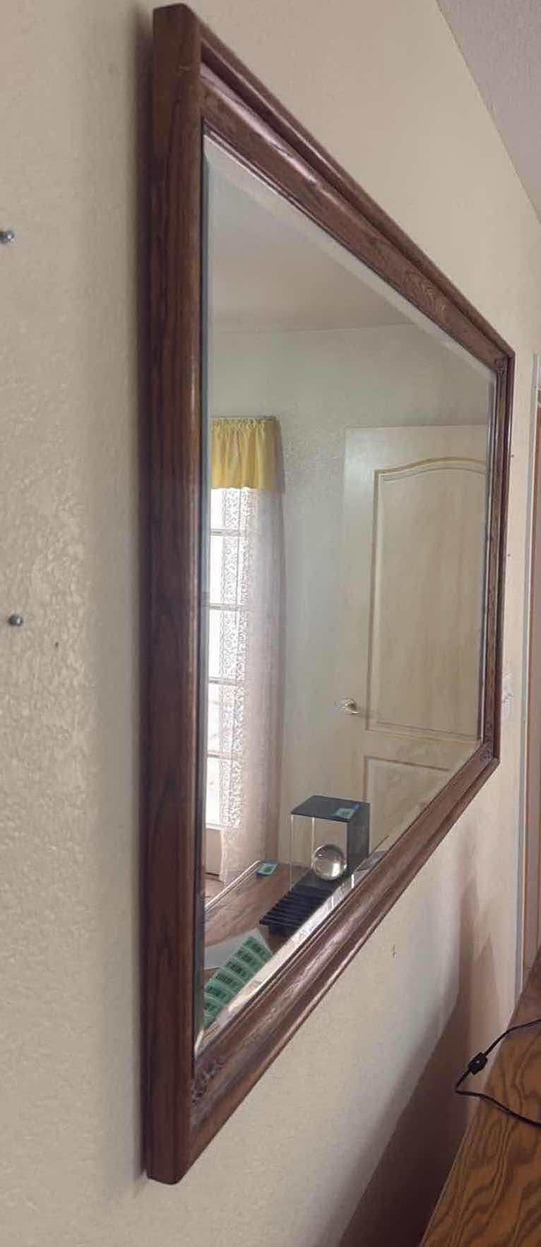 Photo 1 of VINTAGE WOOD FRAMED MIRROR 52” X 34"