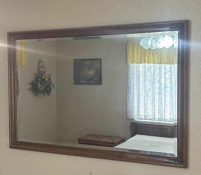 Photo 1 of VINTAGE WOOD FRAMED MIRROR 52” X 34"