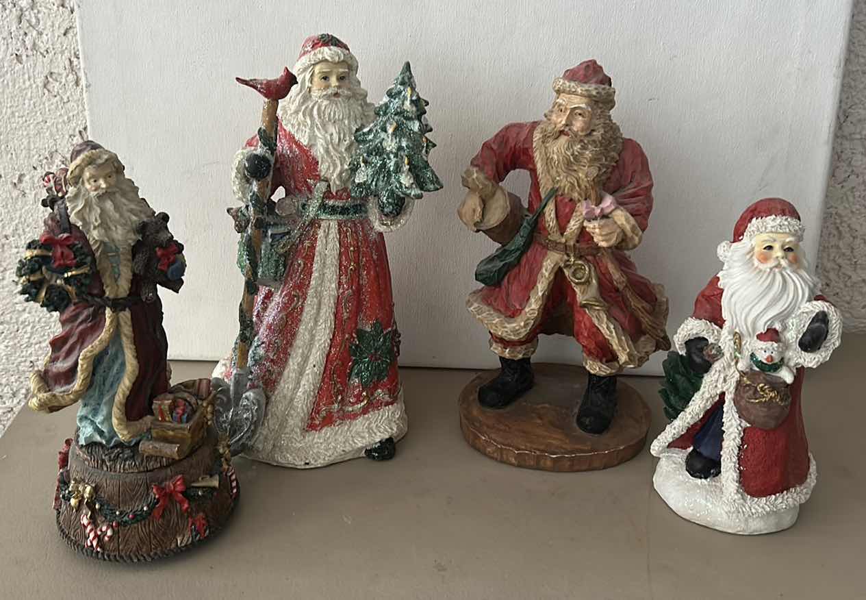 Photo 1 of 4 CHRISTMAS SANTA CLAUS FIGURINES, TALLEST H11”