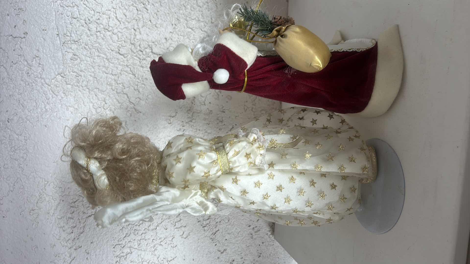 Photo 1 of PORCELAIN ANGEL AND SANTA TREE TOPPER TALLEST 14”