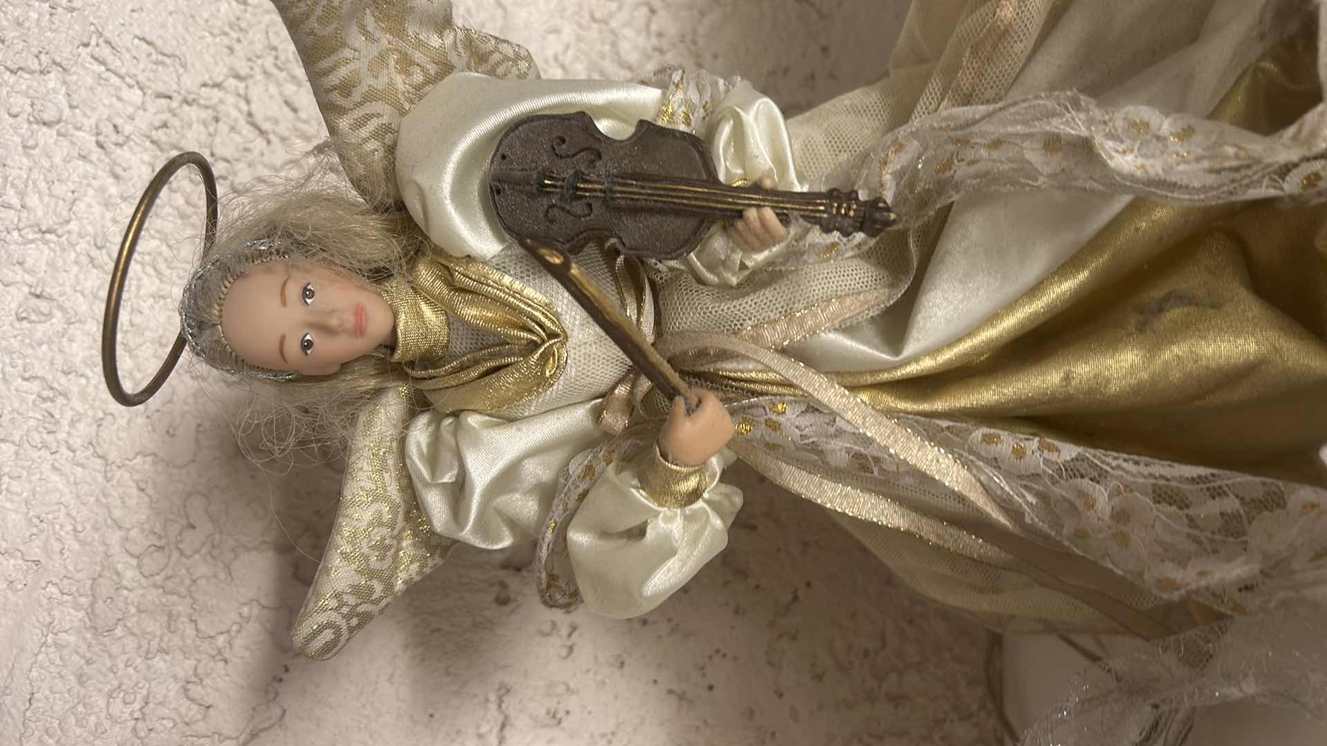 Photo 1 of 2 DECORATIVE ANGEL CHRISTMAS TREE TOPPERS W PORCELAIN FACES & DETAILED FABRIC GOWNS H13”