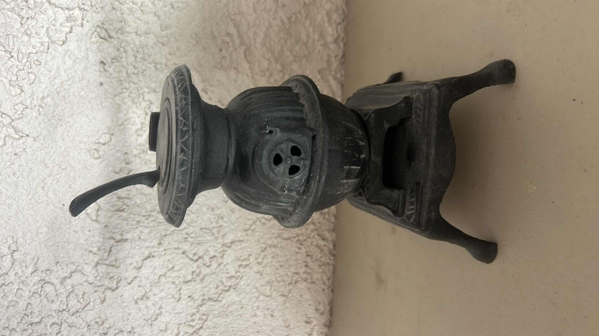 View 4 of VINTAGE MINIATURE POTBELLY CAST-IRON STOVE. H9.5"