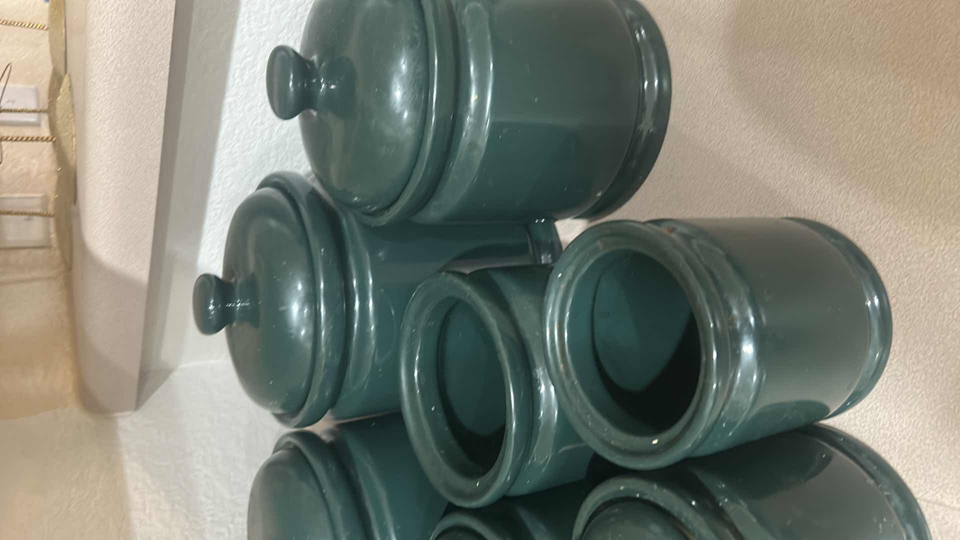 Photo 1 of 8- GREEN CERAMIC CANISTERS