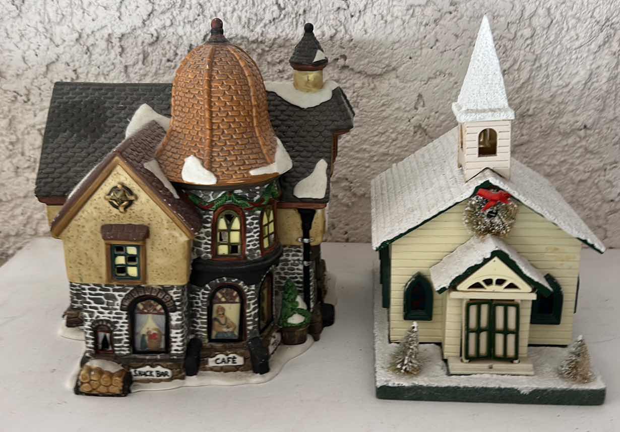 Photo 1 of 2 CERAMIC CHRISTMAS VILLAGE HOUSES/SHOPS H9”