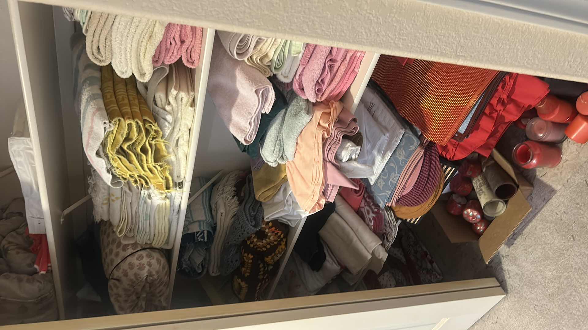 Photo 1 of CONTENTS OF CLOSET LINENS CANDLES QUILTS