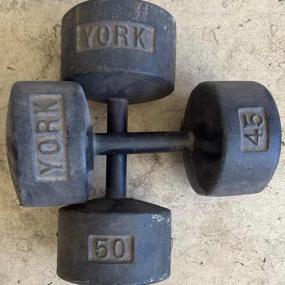 Photo 1 of 2 YORK IRON ROUNDHEAD DUMBBELLS 45/50 LB