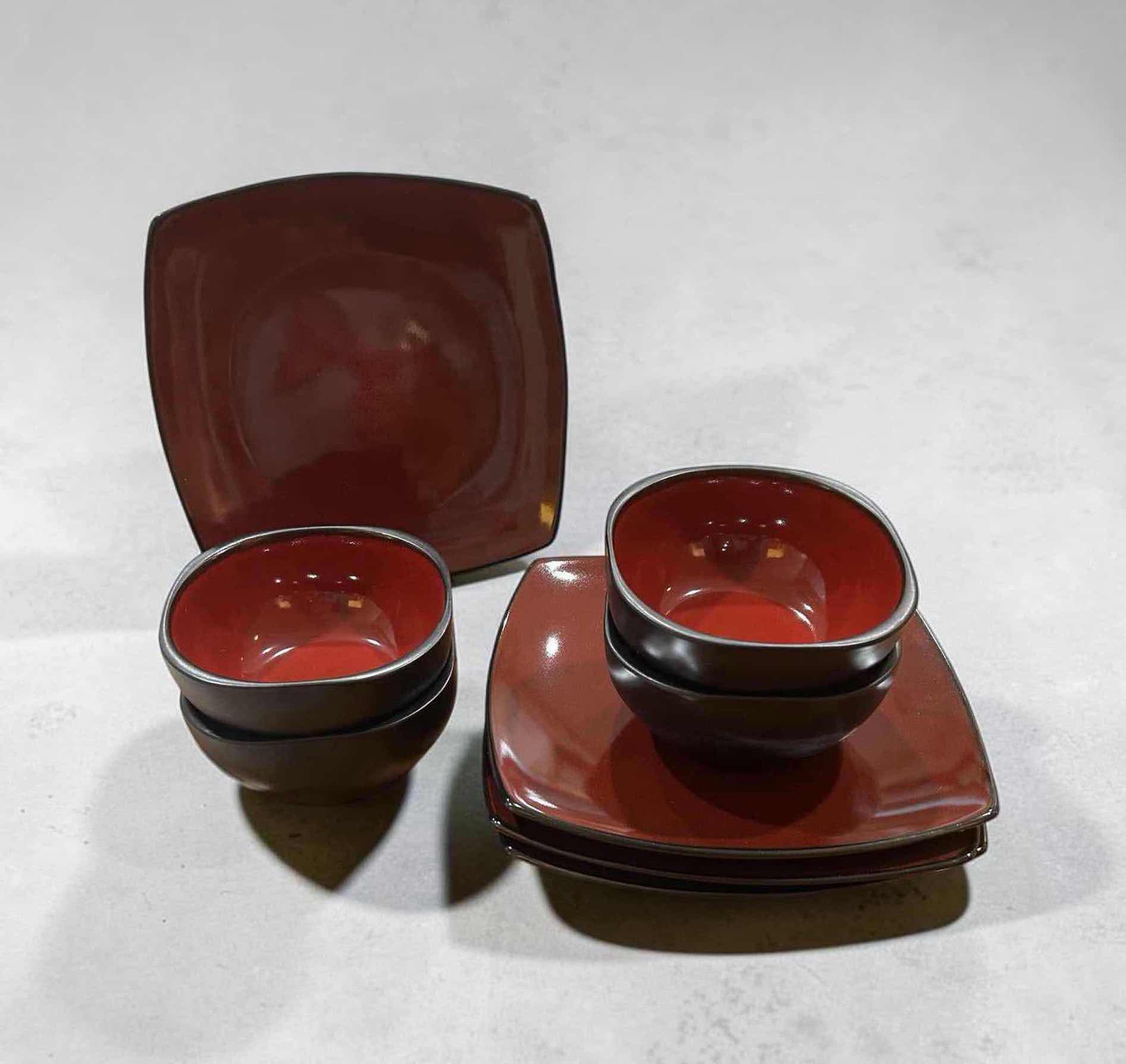 Photo 1 of 8- RED BLACK CERAMIC DINNER PLATES BOWLS