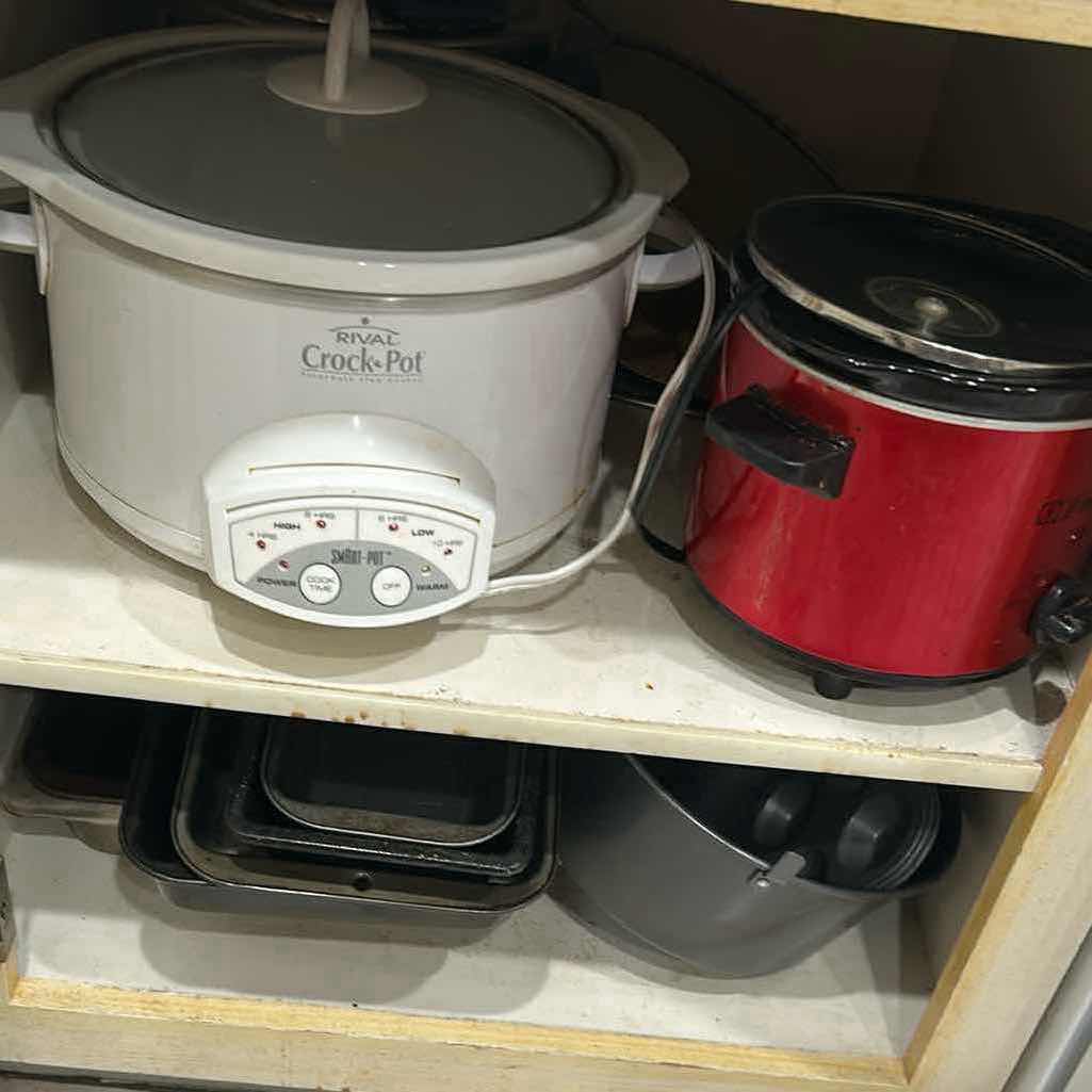 Photo 1 of CONTENTS OF CABINET CROCK POTS BAKING