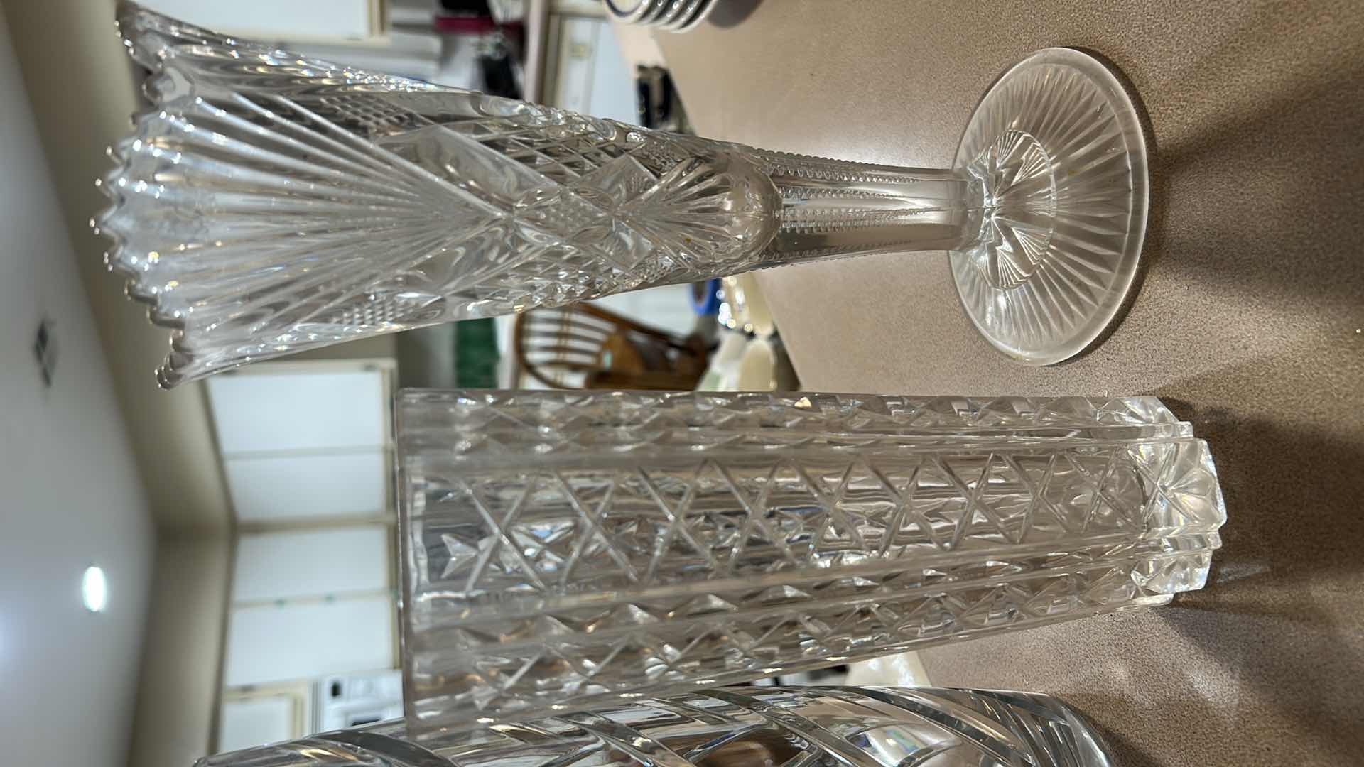 Photo 1 of 4- LEAD CRYSTAL VASES TALLEST 10"