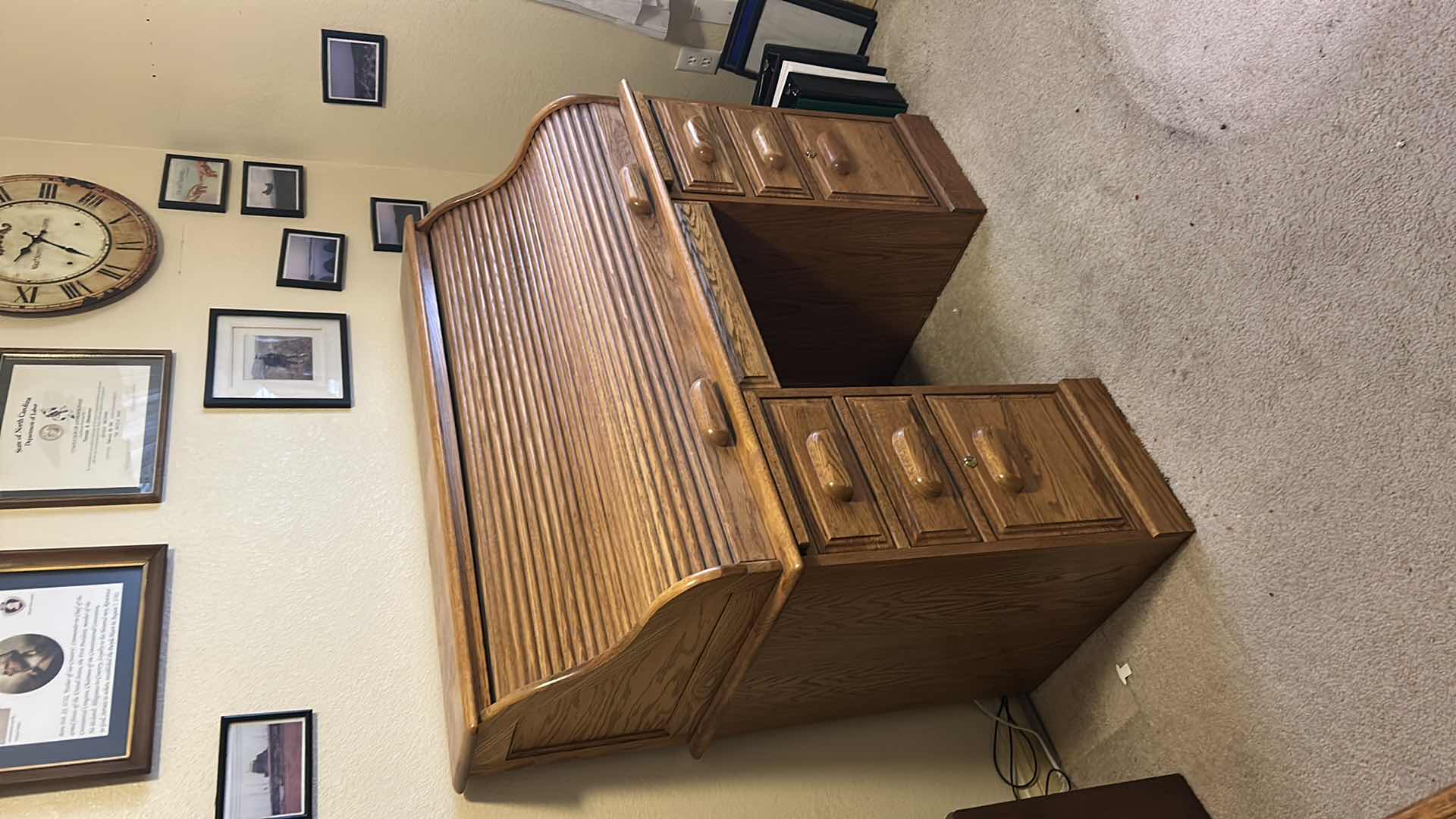 Photo 1 of SOLID OAK ROLL TOP DESK 48" X 31" H 48"