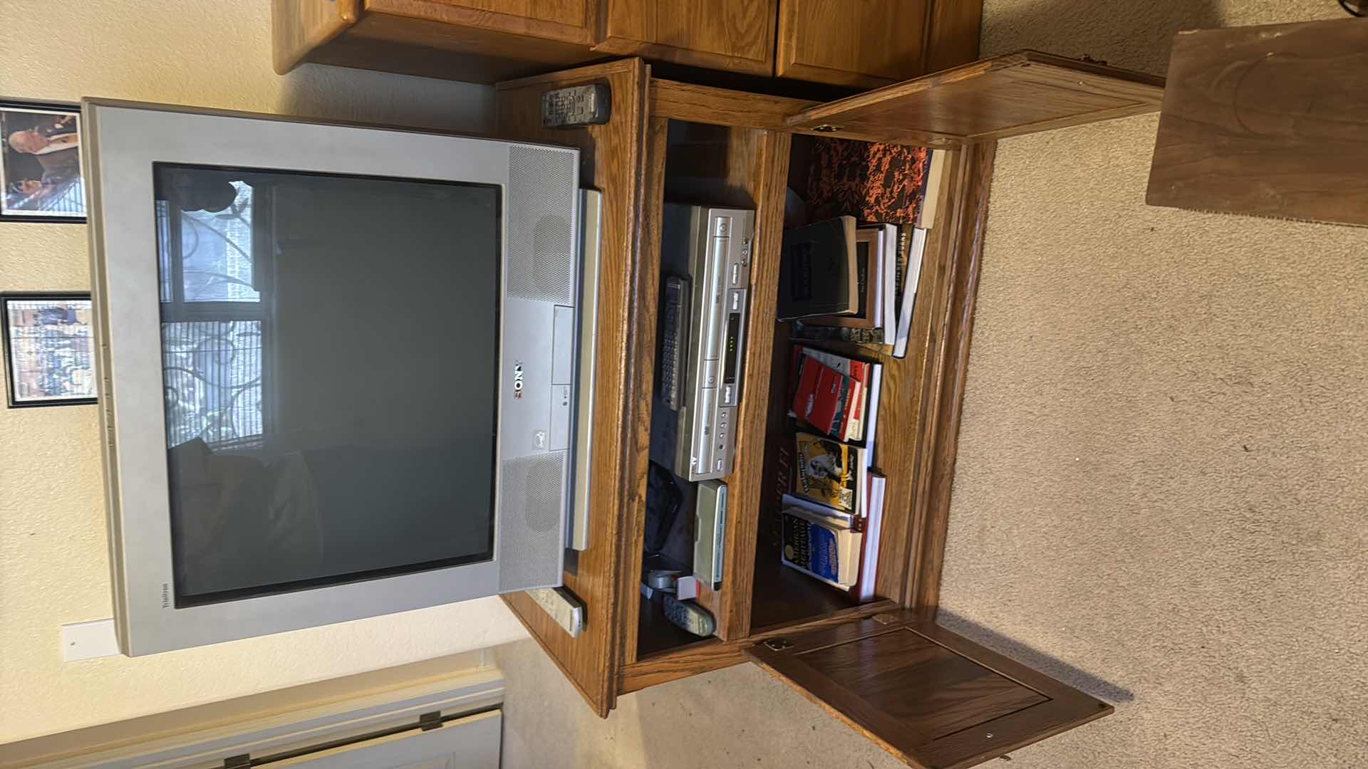 View 2 of SONY TV W DVD/VCR COMBO/ TV STAND/ BOOKS 38X22 H29”