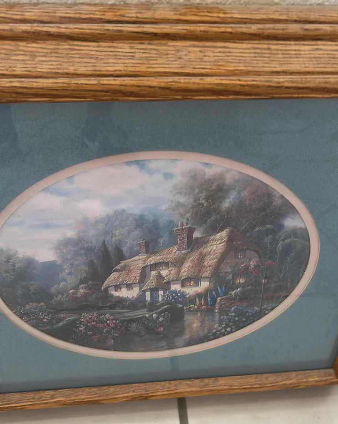 Photo 1 of 3- OAK FRAMED ARTWORKS 17" X 15" LARGEST