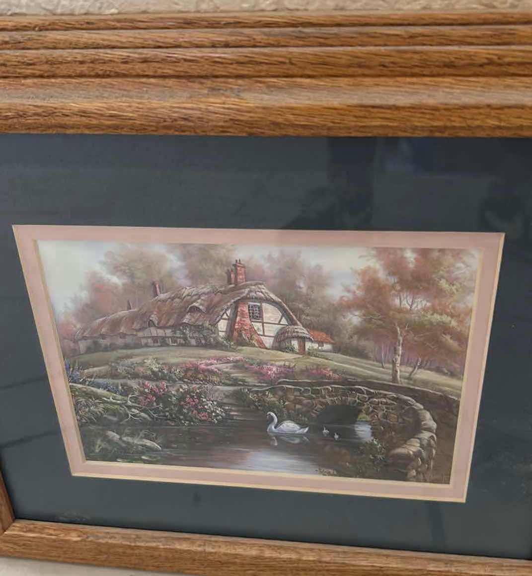 Photo 1 of 3- OAK FRAMED ARTWORKS 17" X 15" LARGEST