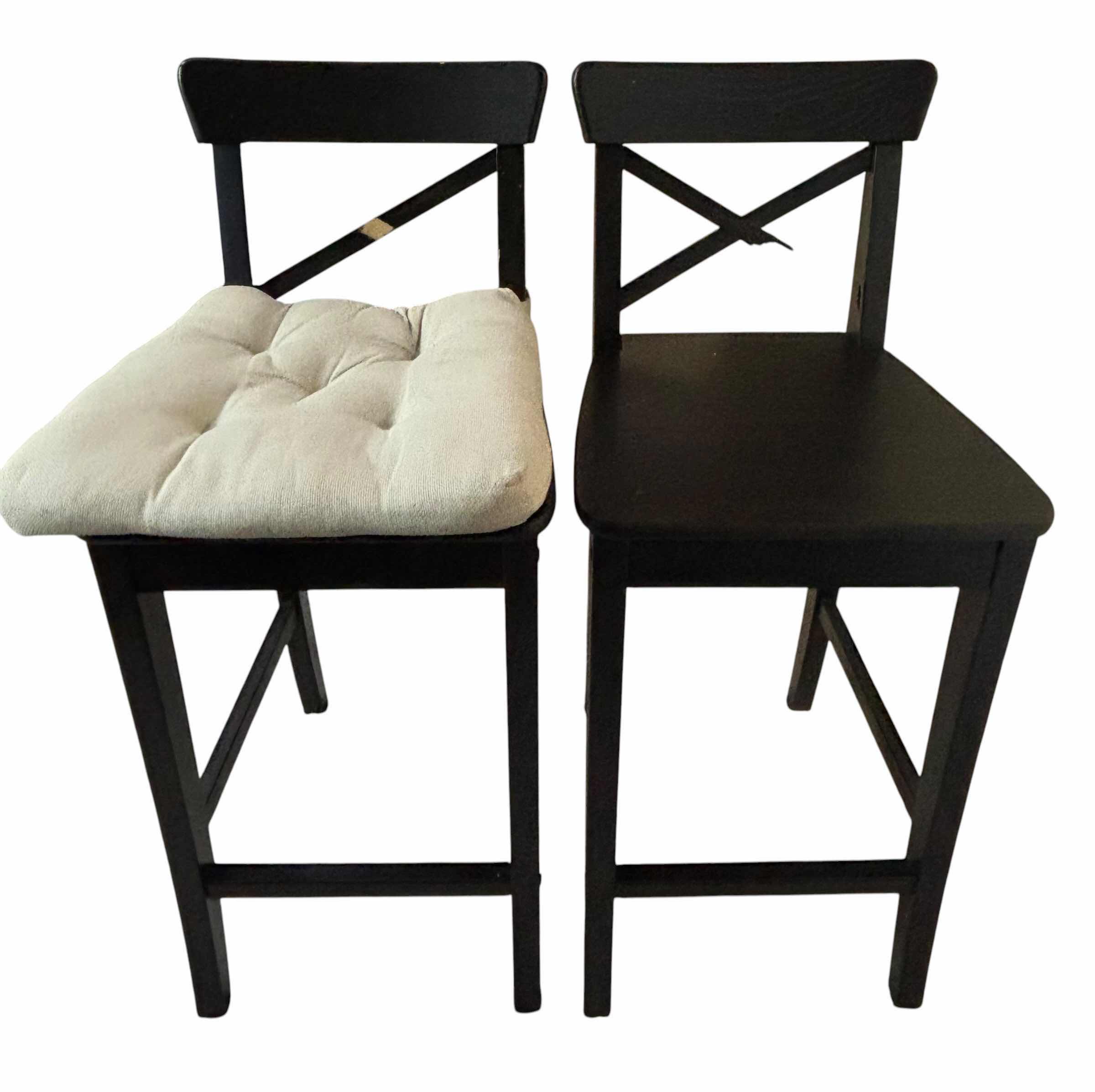 Photo 1 of TWO WOODEN BAR STOOLS H36”