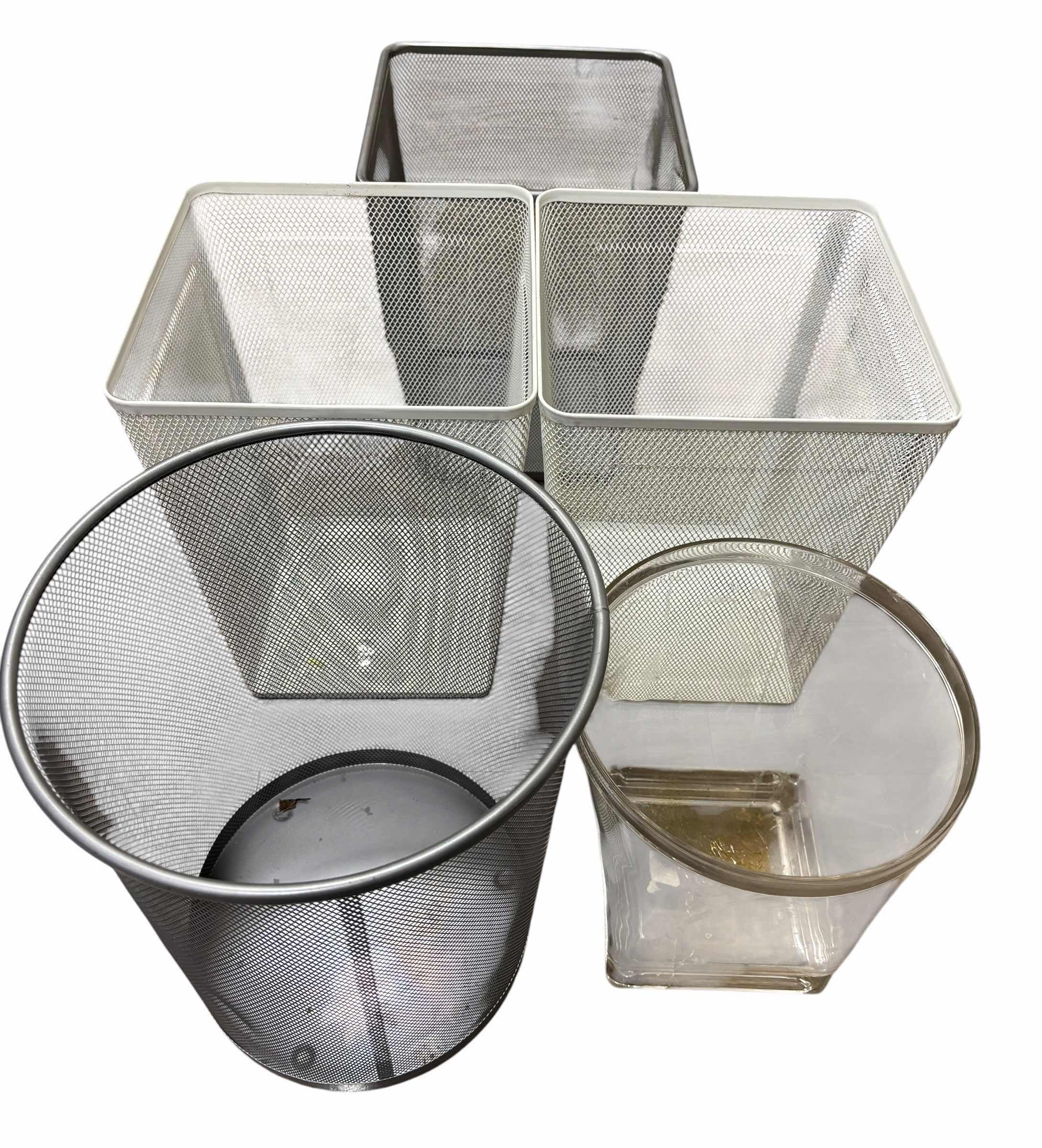 Photo 1 of FIVE TRASH CANS, TALLEST H14”