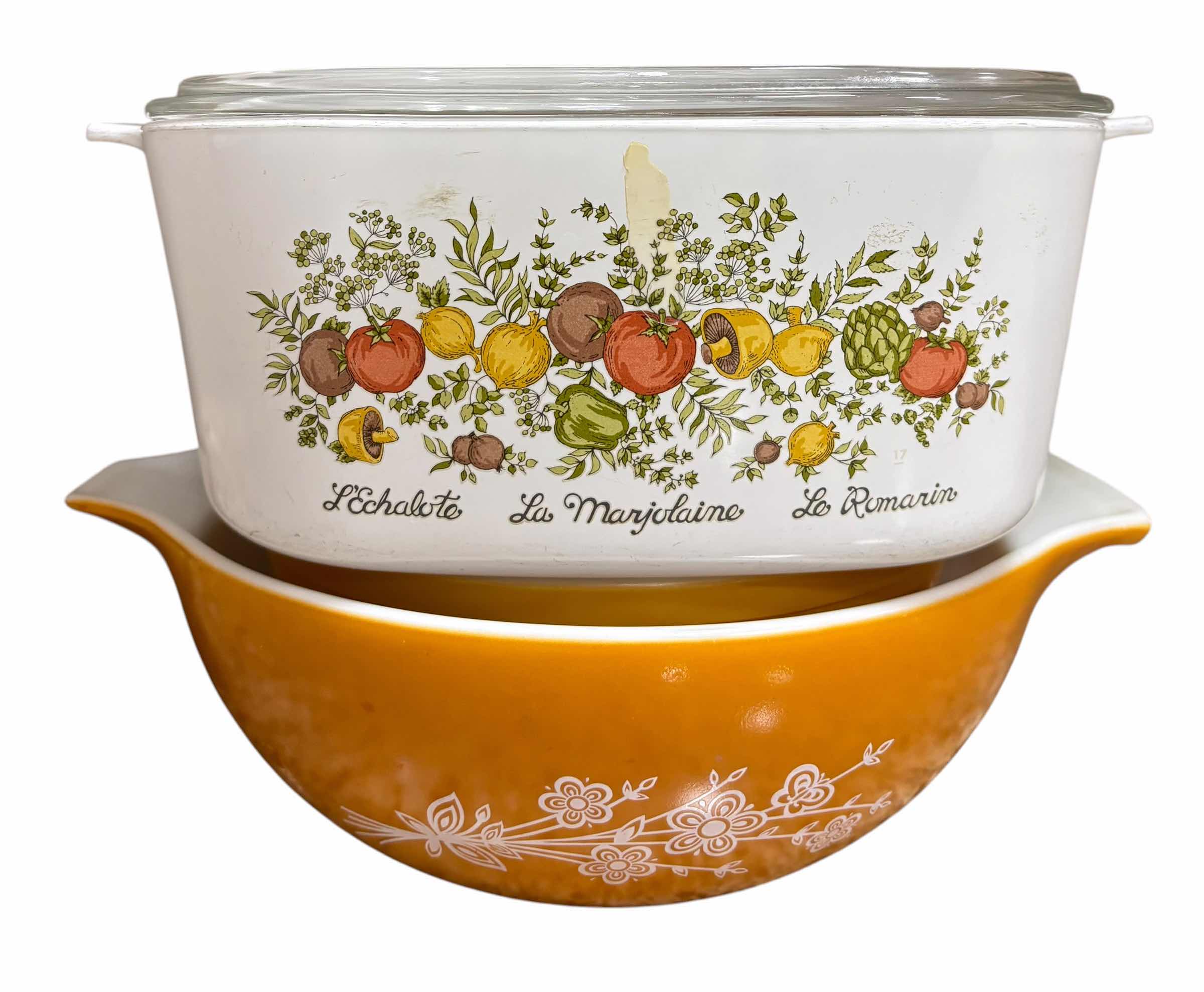 Photo 1 of CORNING WARE CASSEROLE DISH & PYREX MIXING BOWLS