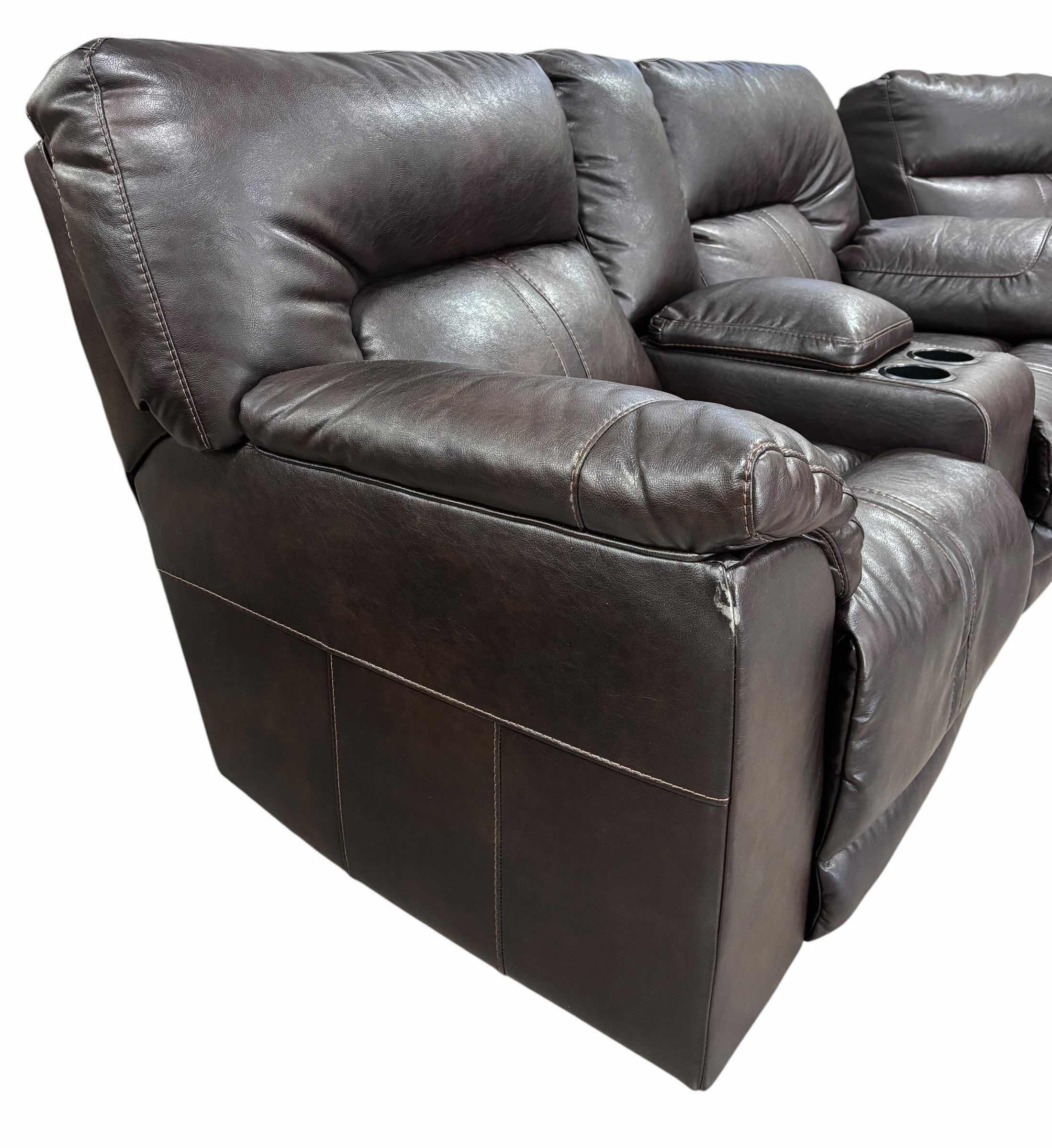 Photo 1 of SIGNATURE DESIGN BY ASHLEY BARRETSVILLE DURABLEND CHOCOLATE COUCH WITH CONSOLE 80”L $2180