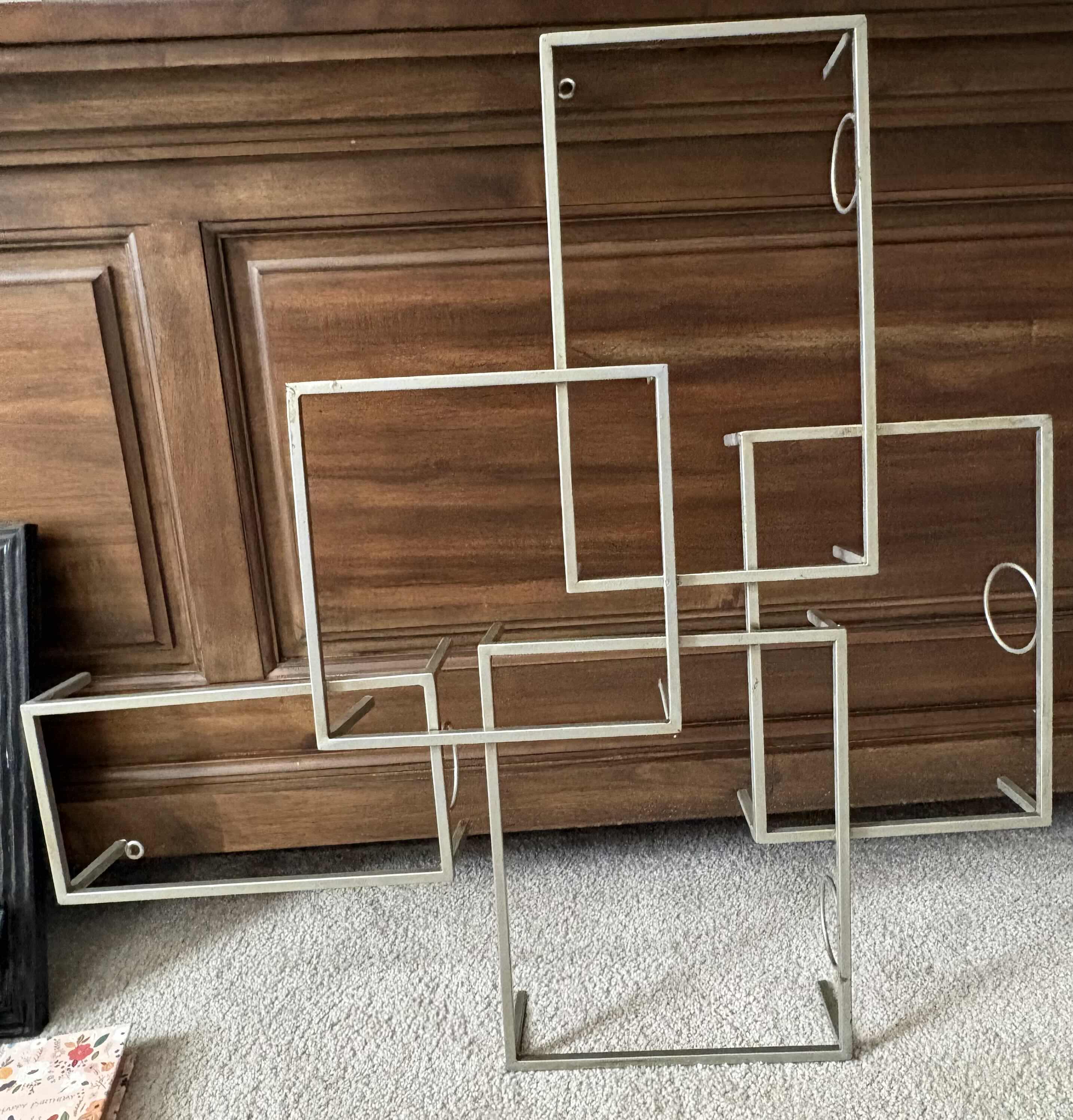 Photo 1 of 5-PCS HOME DÉCOR LOT – PHOTO FRAMES, METAL DISPLAY STANDS & DECORATIVE BOX 28.5”X3”H28.5”