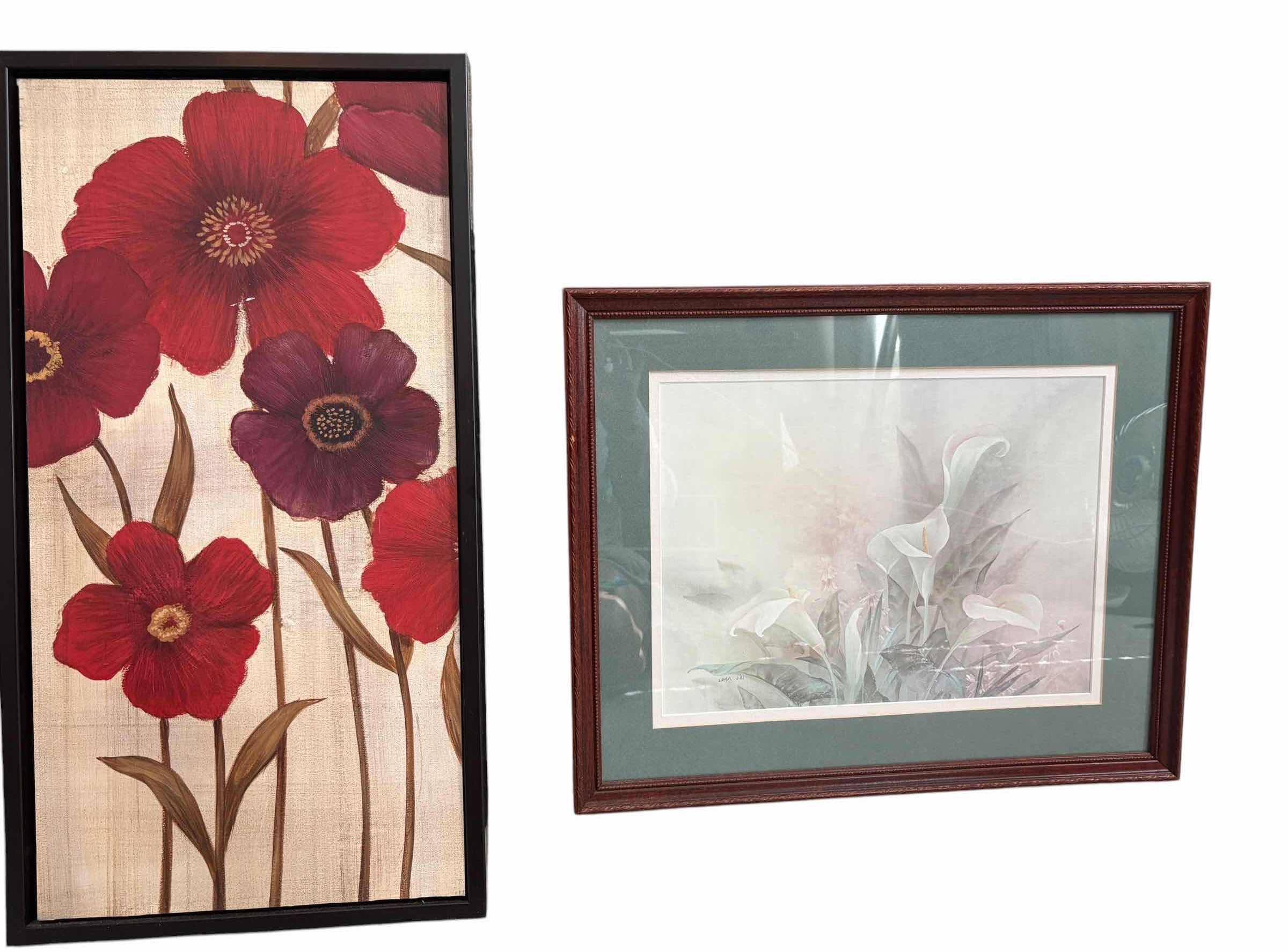 Photo 1 of 2-PCS FLOWER CANVAS AND PRINT 21.5”X18”