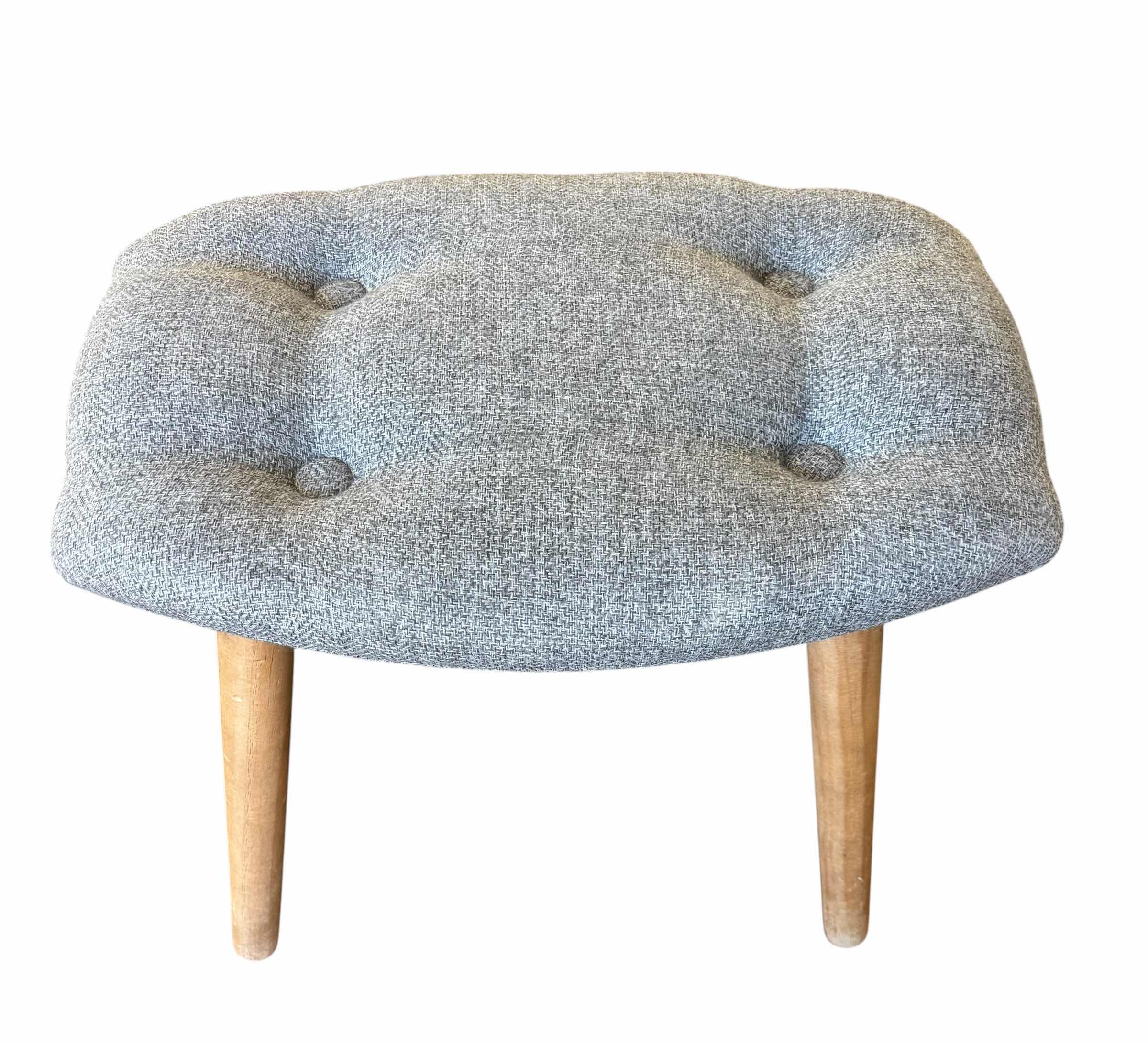 Photo 1 of UPHOLSTERED STOOL WITH FOUR ANGLED WOODEN LEGS H18”