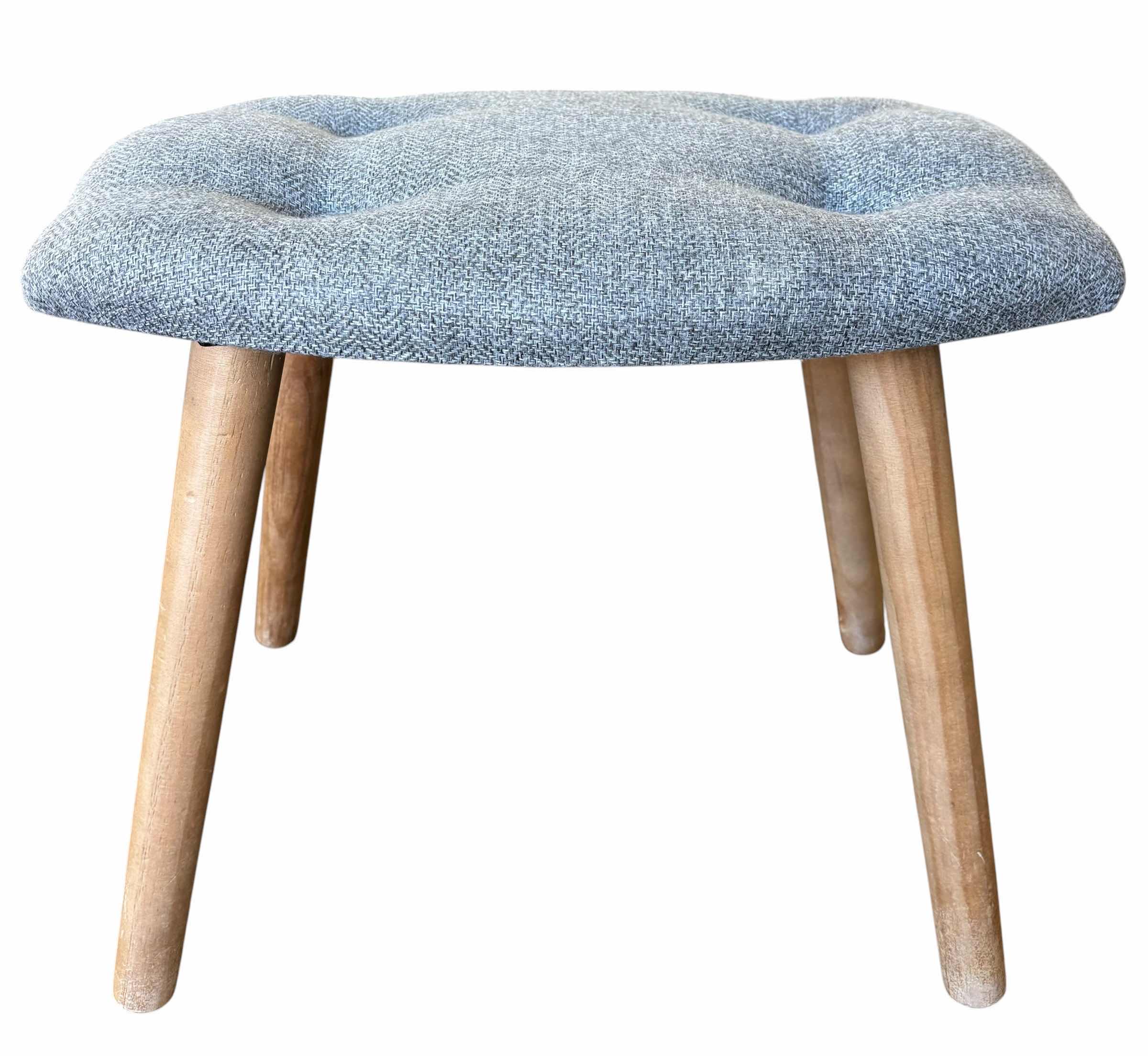 Photo 1 of UPHOLSTERED STOOL WITH FOUR ANGLED WOODEN LEGS H18”