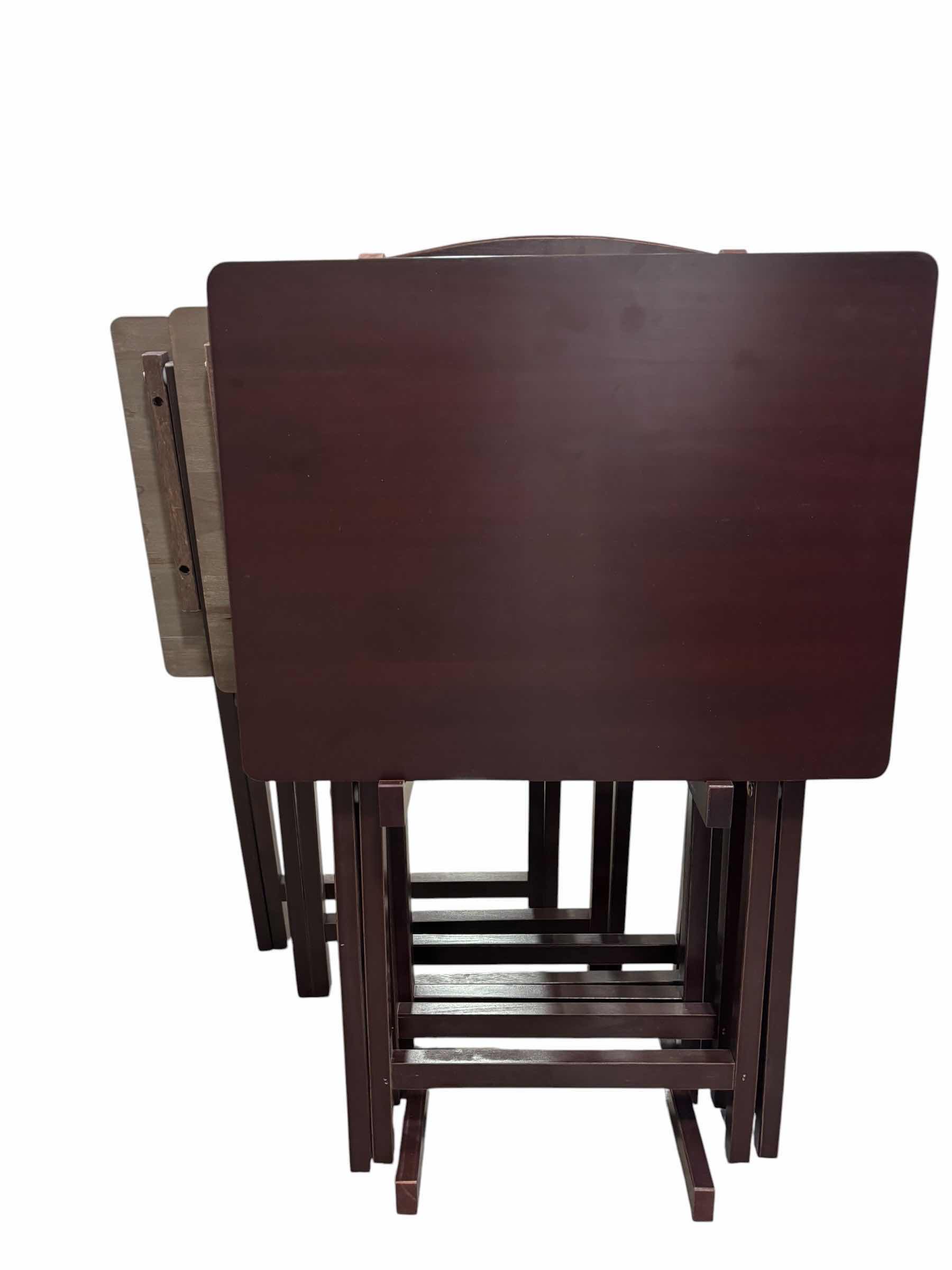 Photo 1 of SET OF FOUR TV TRAY TABLES & RACK WITH TWO EXTRA TRAY TABLES