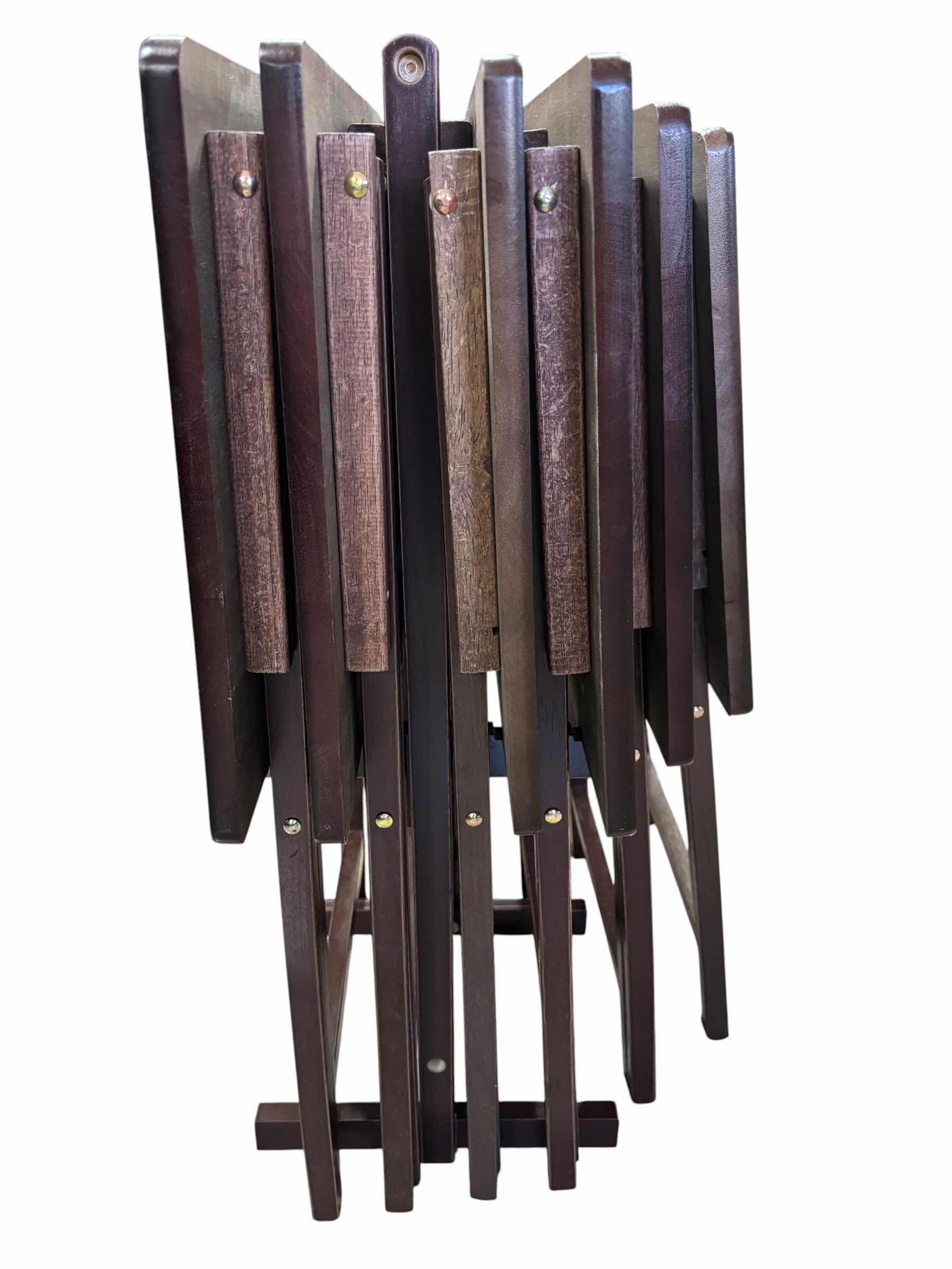 Photo 1 of SET OF FOUR TV TRAY TABLES & RACK WITH TWO EXTRA TRAY TABLES