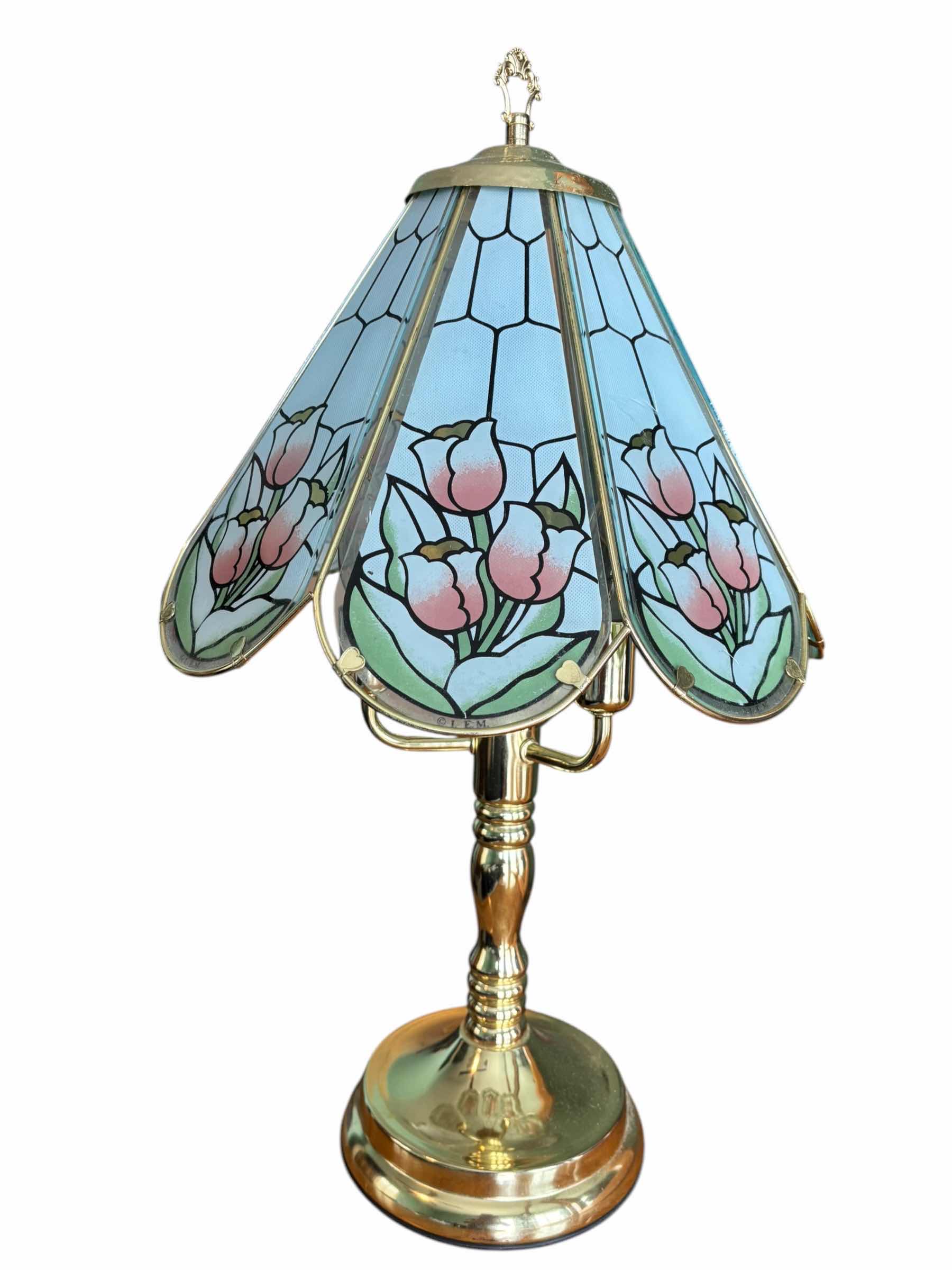View 1 of VINTAGE TIFFANY STYLE TABLE TOUCH LAMP H24”