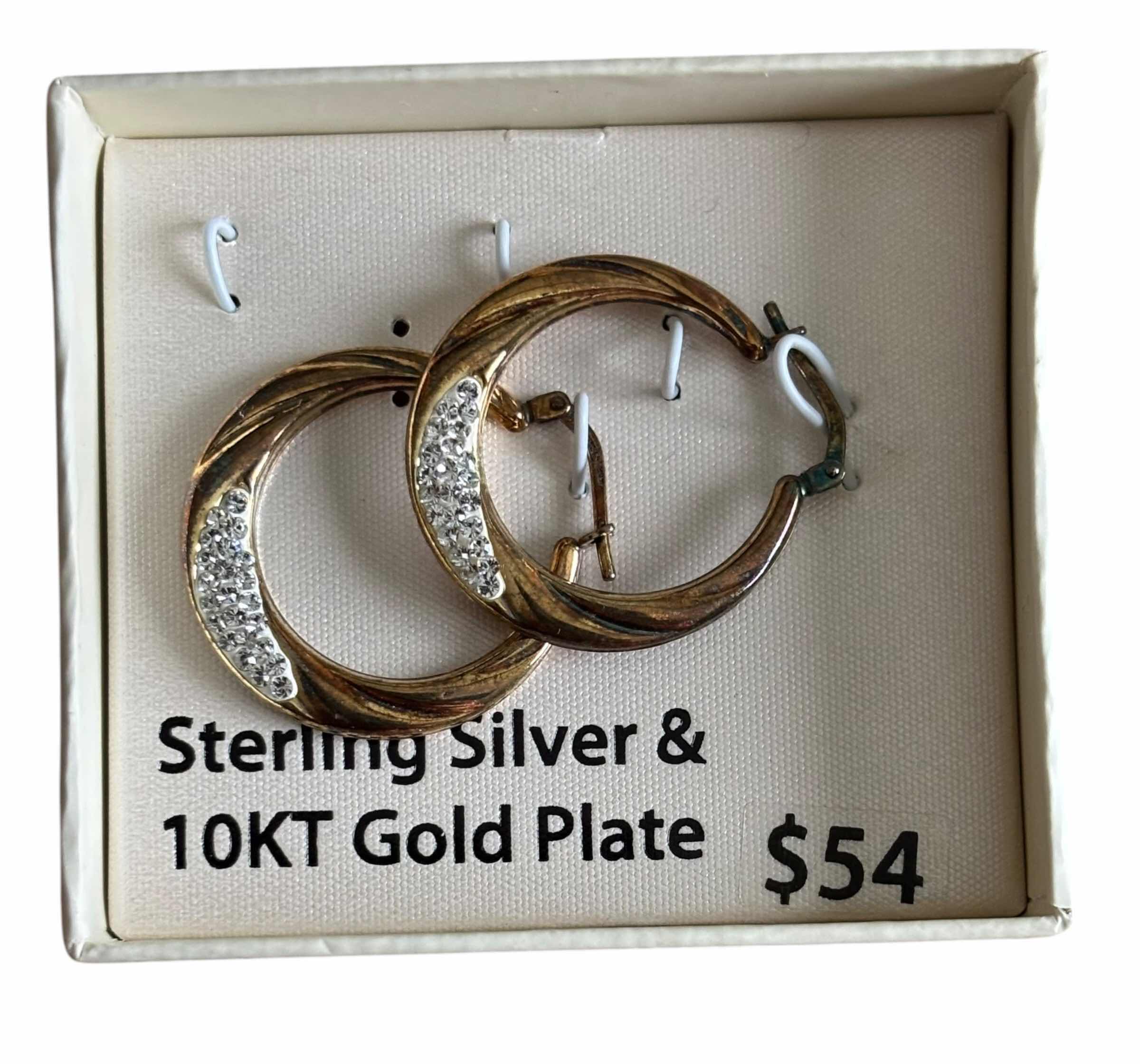 View 1 of NIB STERLING SILVER & 10KT GOLD PLATE EARRINGS $54