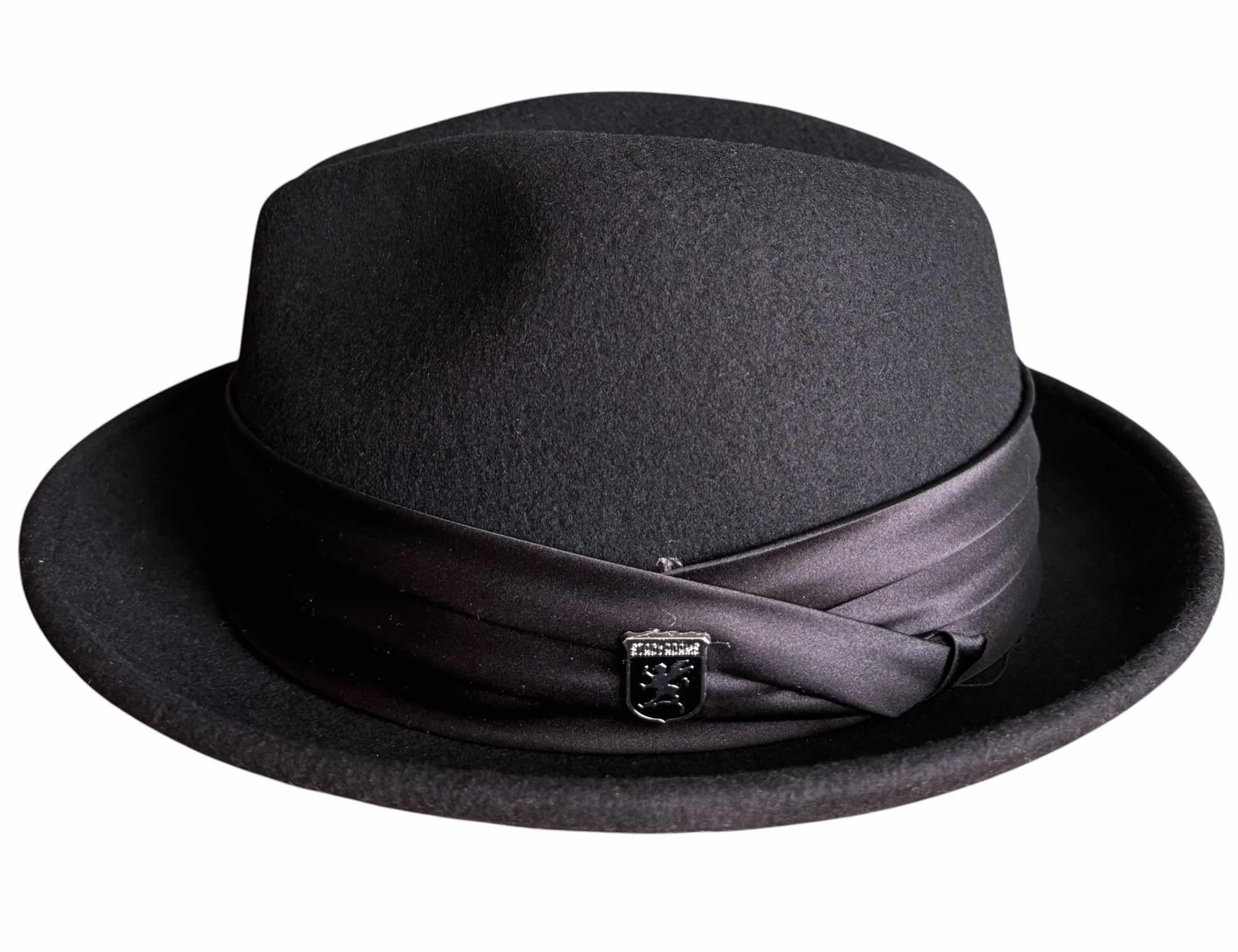 View 2 of NIB STACY ADAMS CLASSIC BLACK WOOL FEDORA HAT SIZE MEDIUM $90