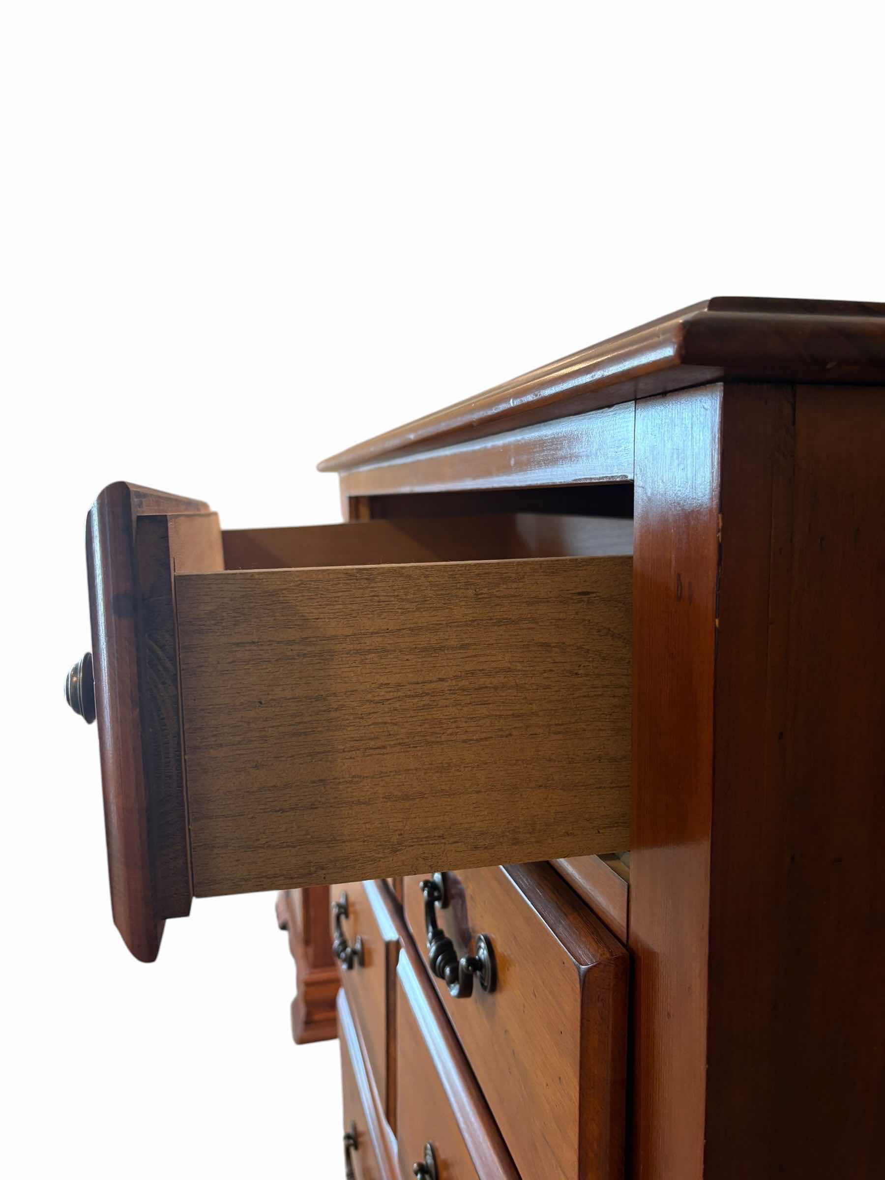View 2 of SOLID WOOD 5-DRAWER TALL DRESSER / CHEST OF DRAWERS – MEDIUM BROWN FINISH 40”X19”H56” $350