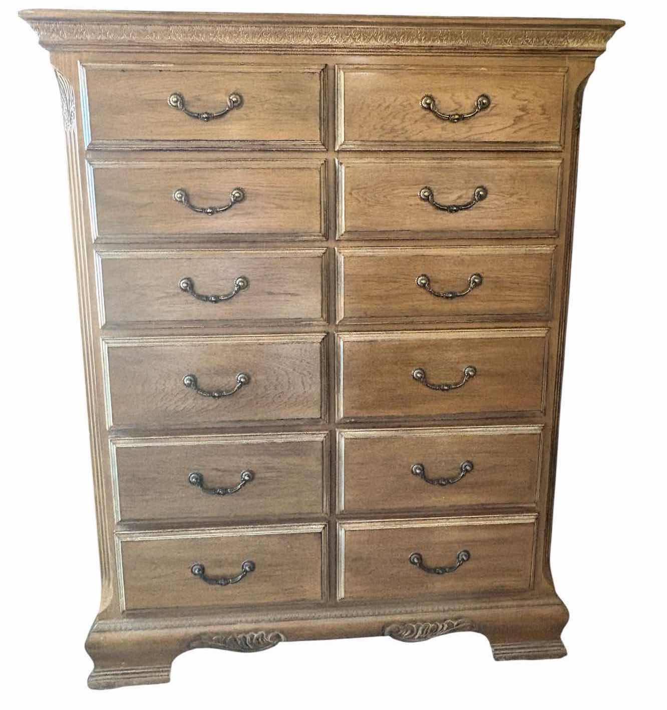 Photo 1 of LEXINGTON TRADITIONAL MEDIUM OAK BROWN WOOD 12-DRAWER HIGHBOY DRESSER CHEST 46”X20”H57” $400