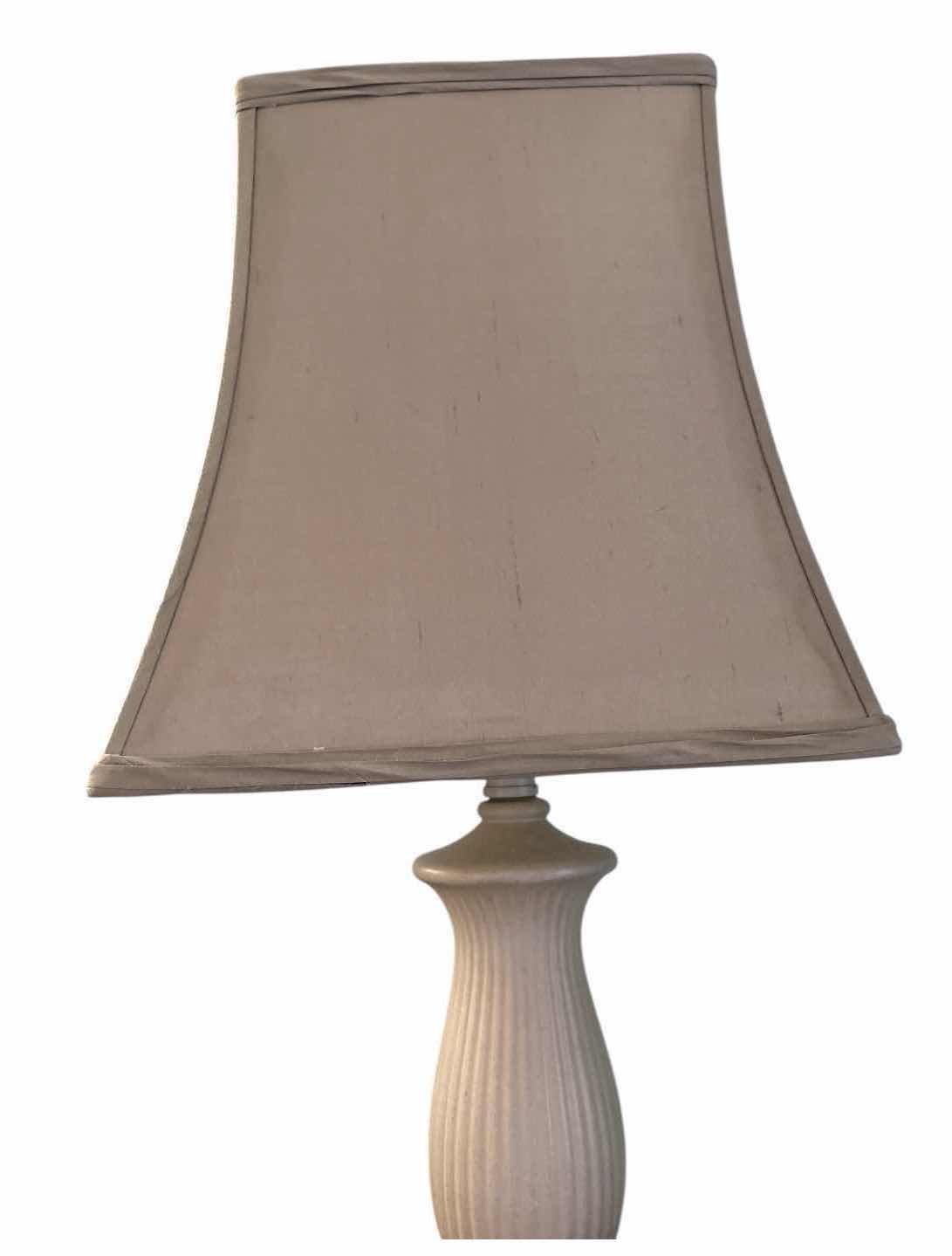 View 2 of 2-PCS TRADITIONAL IVORY WHITE TABLE LAMP WITH FLUTED BASE & TAPERED FABRIC SHADE H26.5” $55