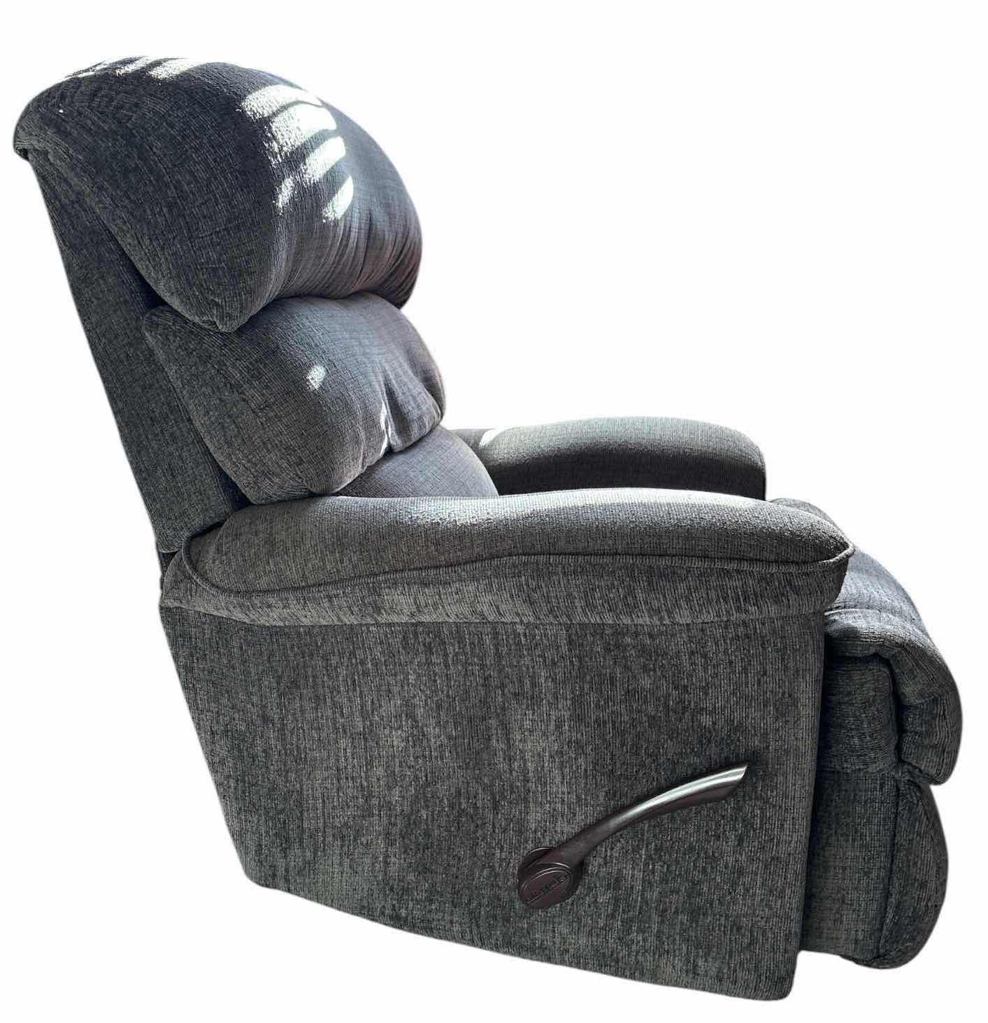 View 3 of GRAY UPHOLSTERED HIGH-BACK RECLINER CHAIR H37”