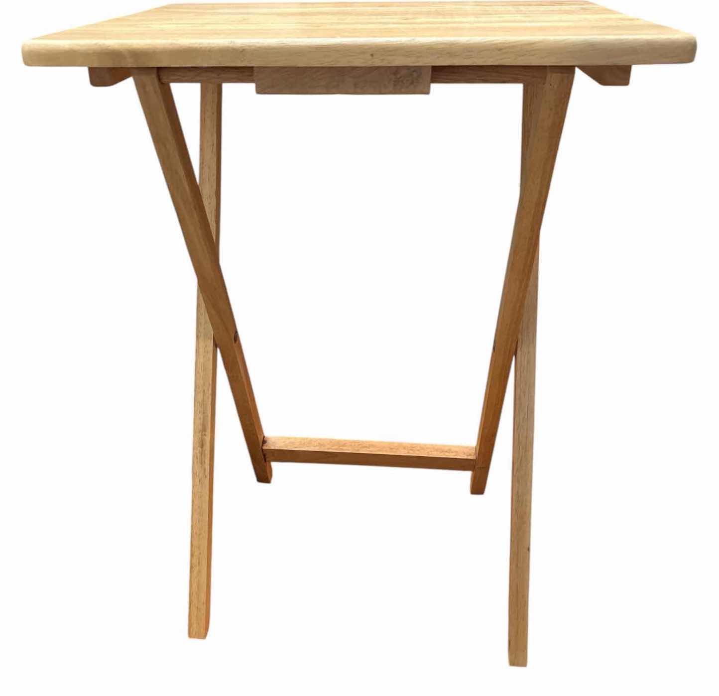 View 2 of 4-PCS NATURAL WOOD FOLDING TV TRAY TABLES