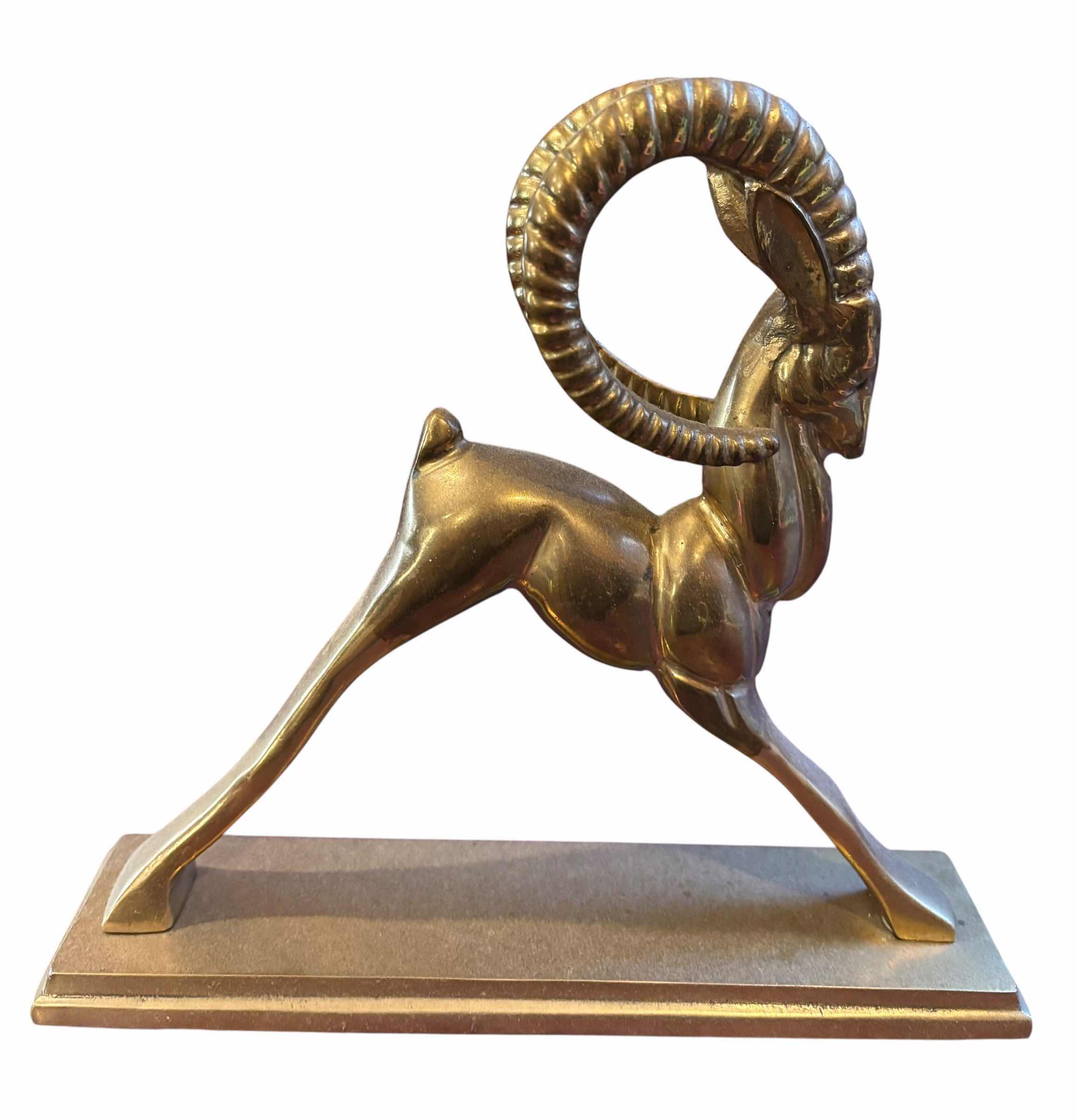 View 3 of VINTAGE PAIR OF MID CENTURY BRASS IBEX OR RAM STATUES