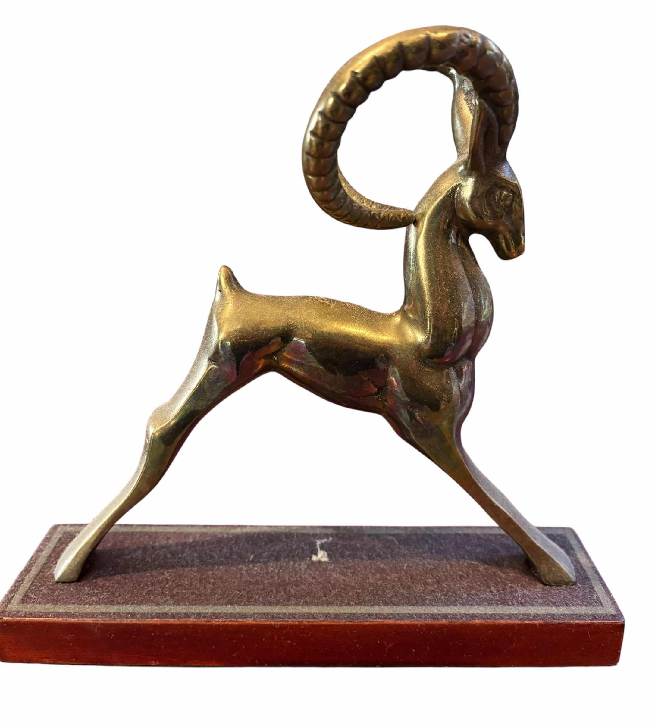 View 4 of VINTAGE PAIR OF MID CENTURY BRASS IBEX OR RAM STATUES