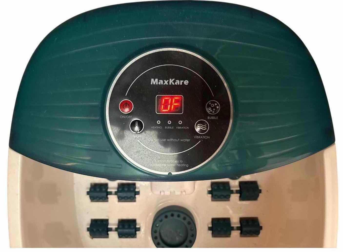 View 2 of MAXKARE HEATED FOOT SPA MASSAGER WITH BUBBLES, VIBRATION & MASSAGE ROLLERS – TEAL & WHITE $52