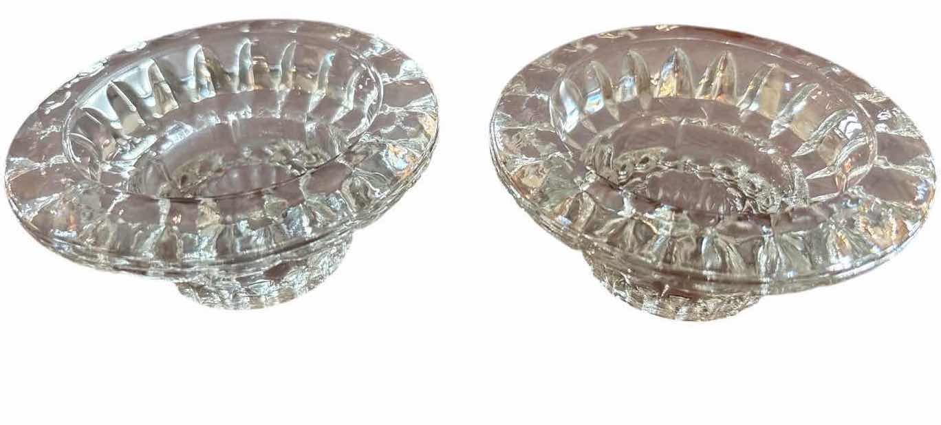 View 3 of 4-PCS CANDLE HOLDERS – 2 COPPER-TONE METAL TAPER CANDLESTICKS & 2 CLEAR CUT GLASS VOTIVE HOLDERS H4”