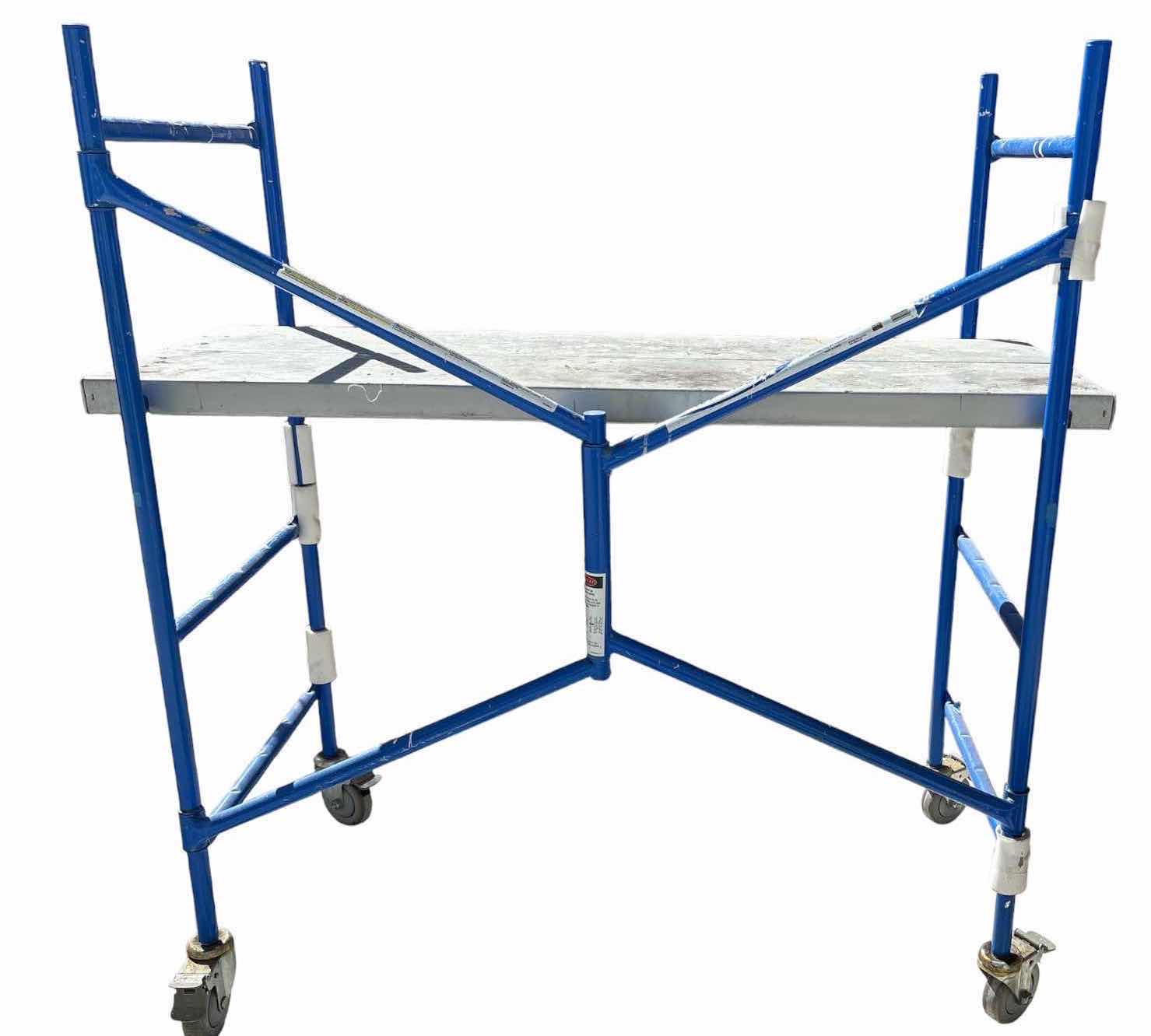 View 1 of WERNER BLUE STEEL ROLLING PORTABLE SCAFFOLD WITH PLATFORM & LOCKING CASTERS – 500 LB CAPACITY 48”X21”H50”