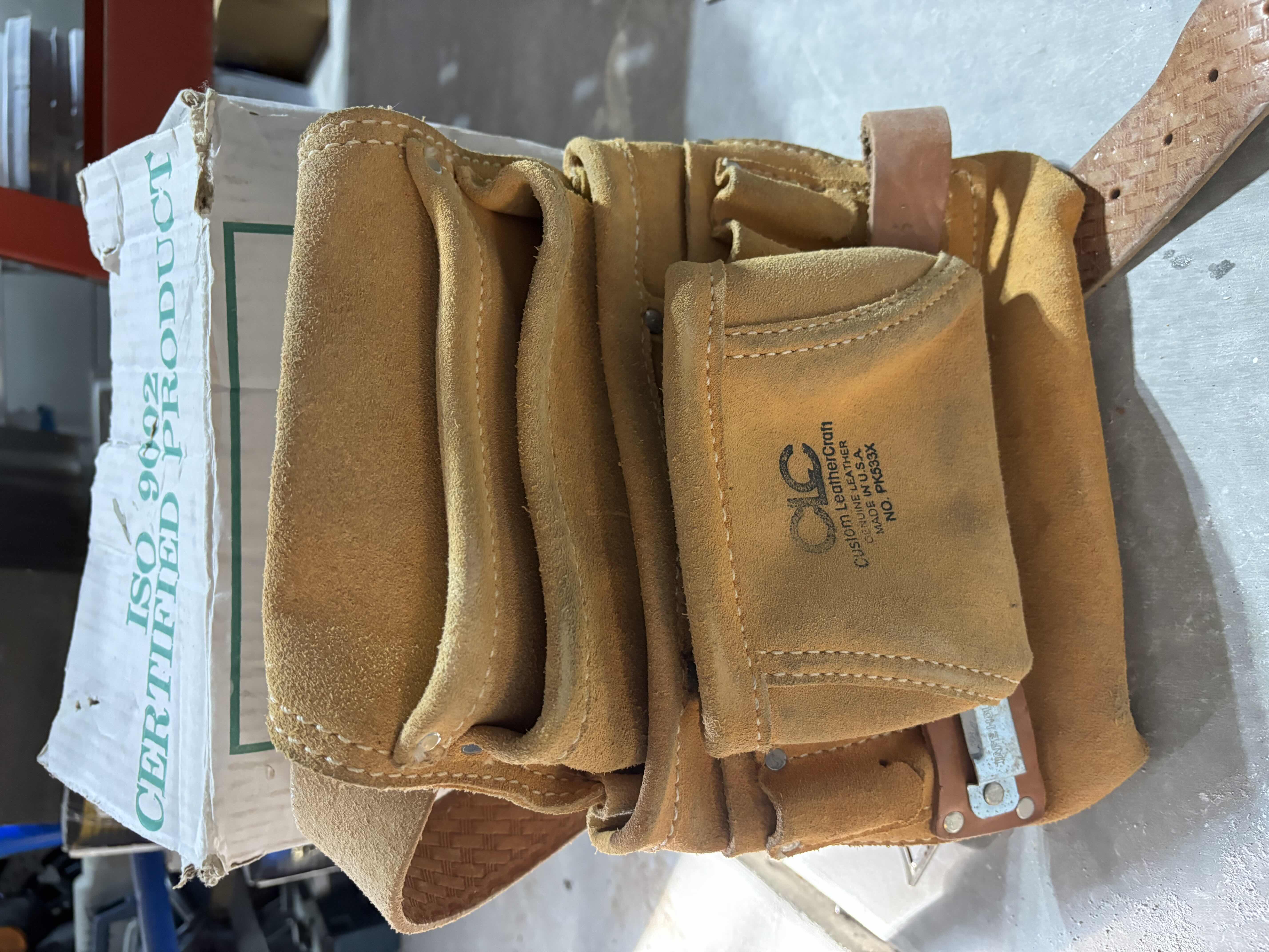View 1 of PARTIAL BOXES OF #6 PHILIPS BUGLE HEAD DRYWALL SCREWS & LEATHER TOOL BELT