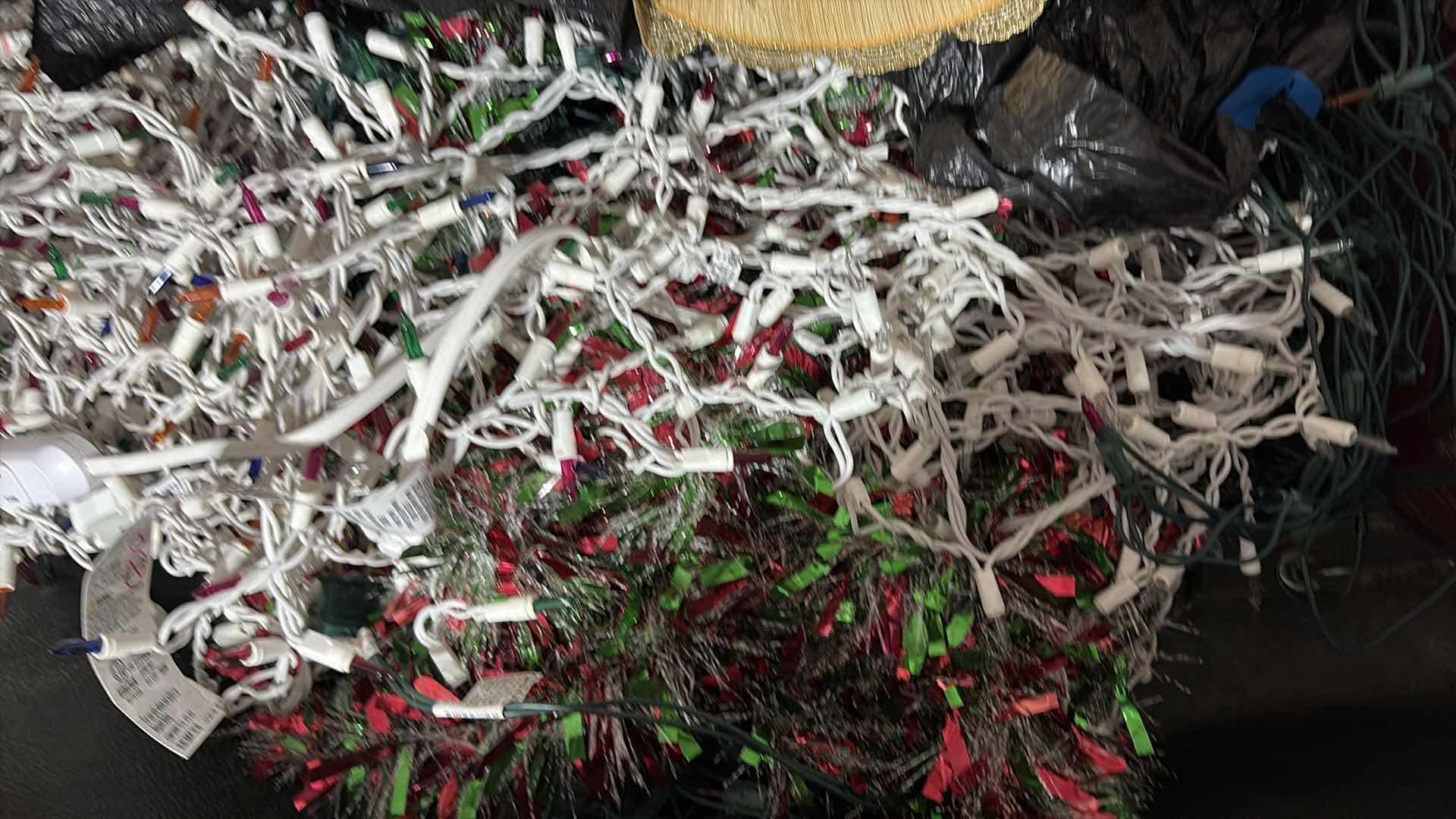 View 3 of LOT OF ASSORTED CHRISTMAS ORNAMENTS, STRING LIGHTS & ANGEL TOPPER H12”