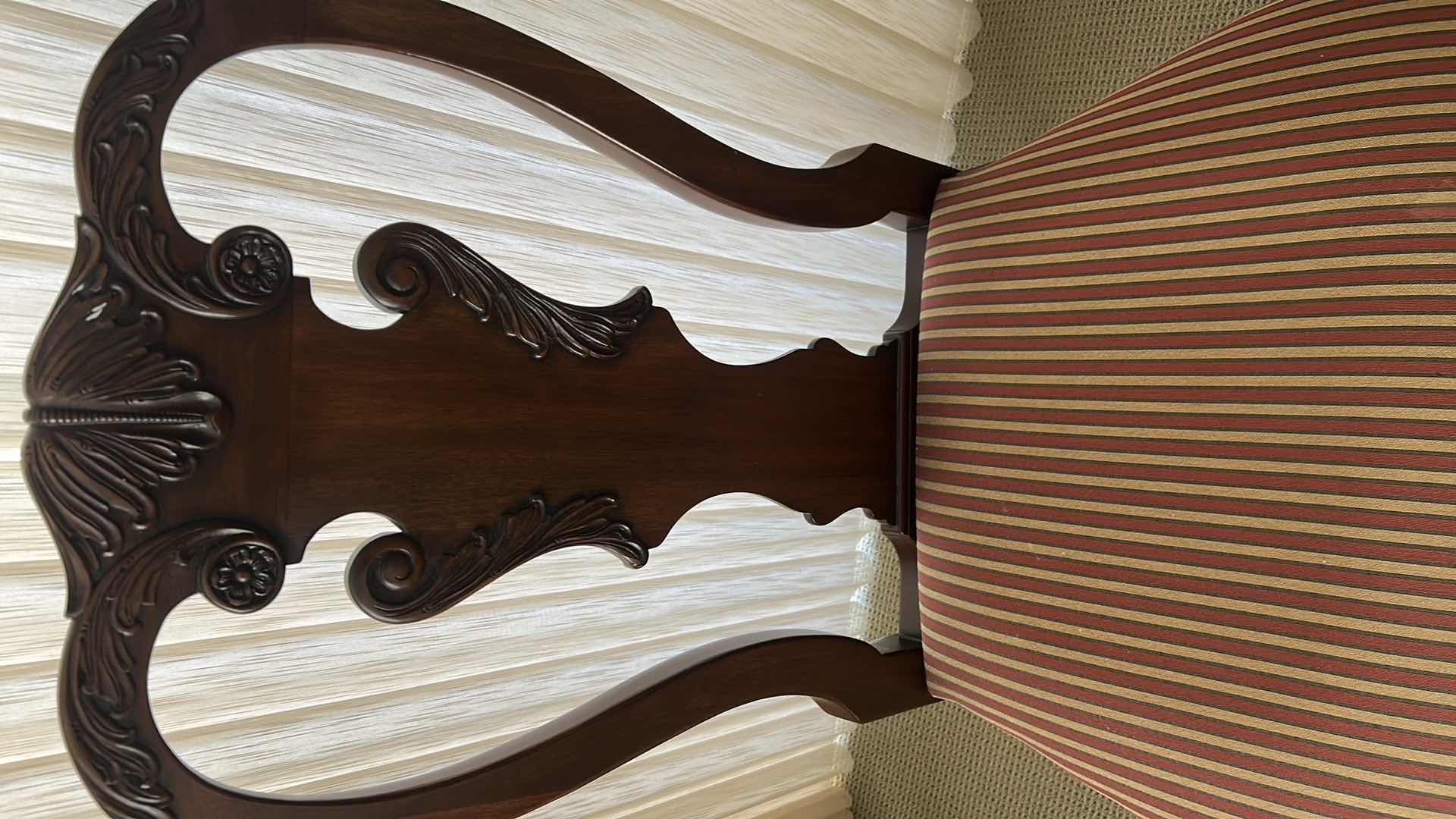Photo 1 of 2- STICKLEY QUEEN ANNE MAHOGANY STYLE SIDE CHAIRS W CARVED SHELL CREST & BALL CLAW FEET 21" X 39" H