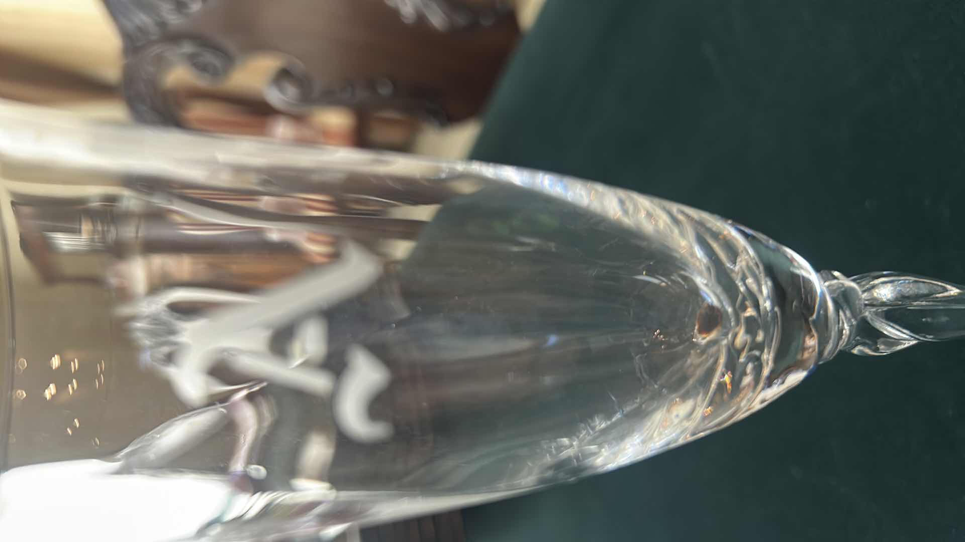 Photo 1 of 2- LENOX RHYTHM PLATINUM RIM FLUTES W TWISTED STEM DESIGN INITIAL M&A H 9"
