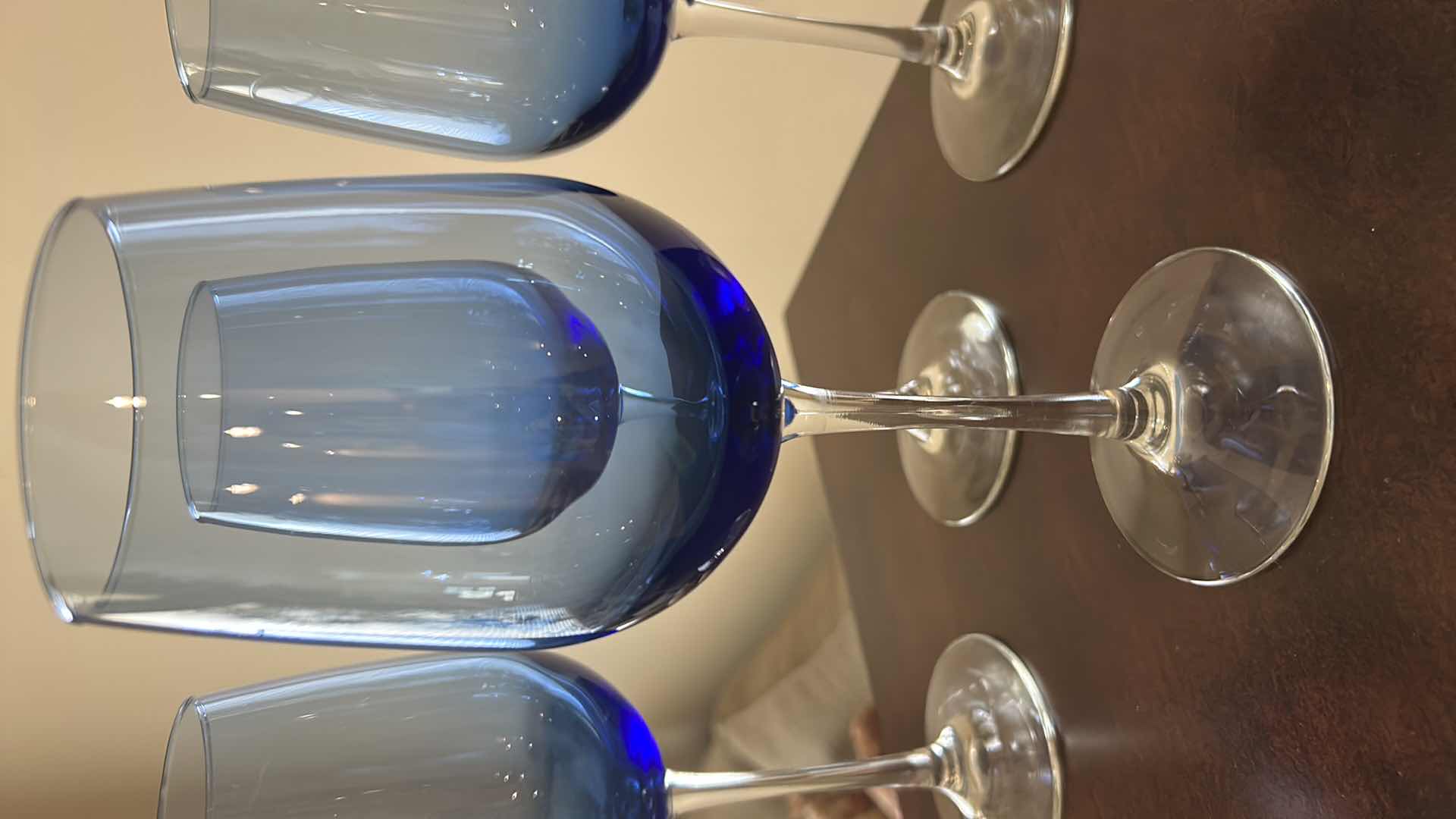 Photo 1 of 4- BLUE WINE GOBLETS