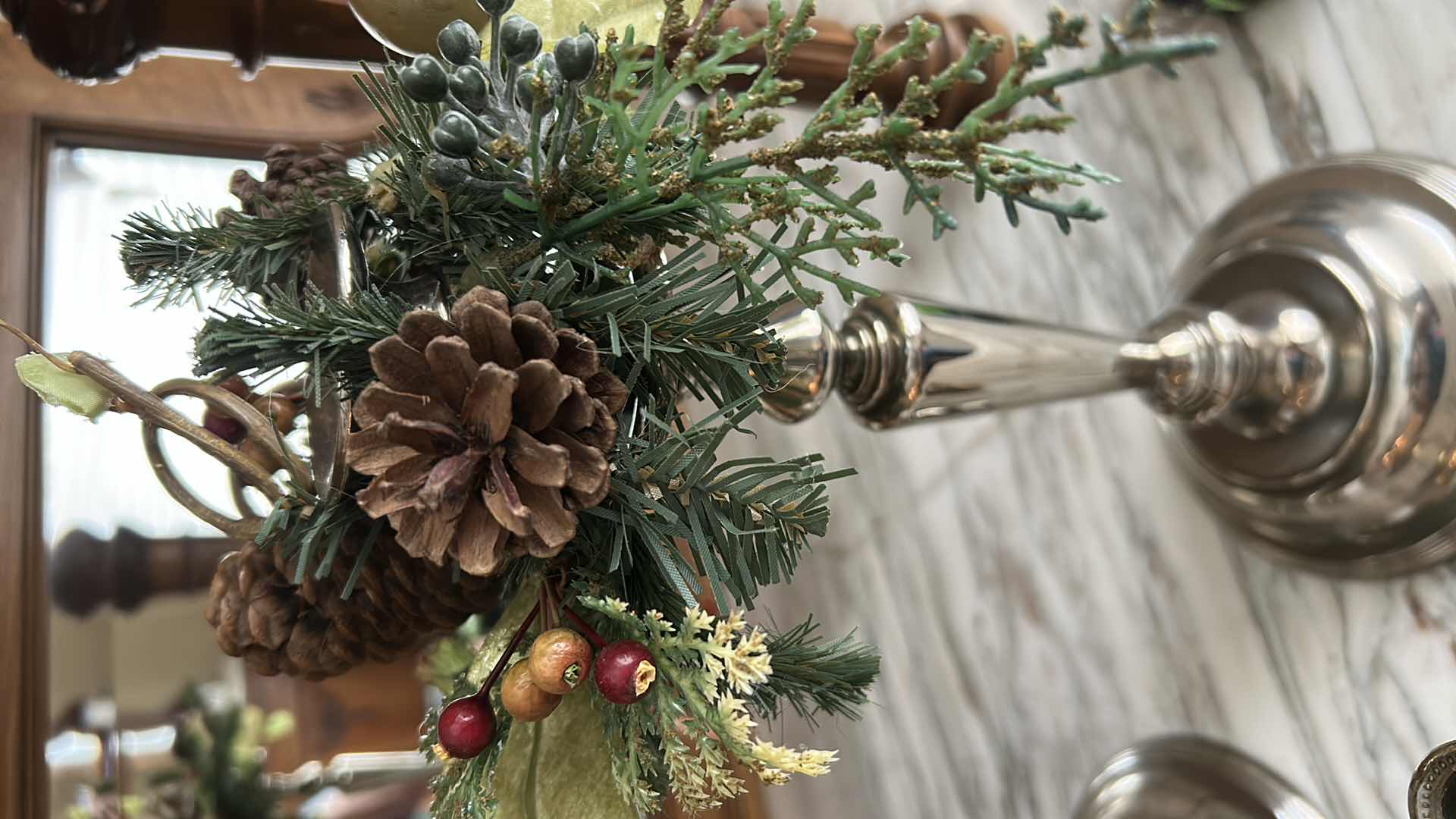 Photo 1 of 2- SILVER PLATED CANDLE HOLDERS H 12"