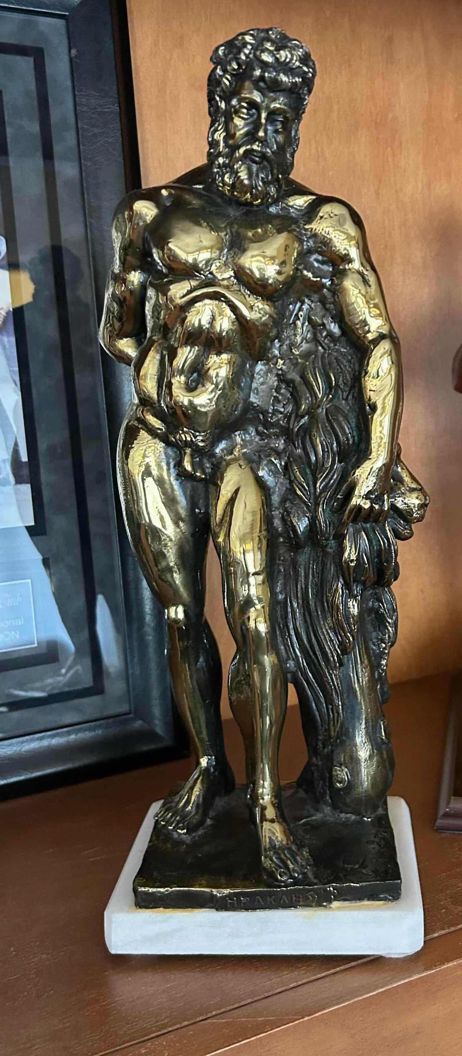 Photo 1 of GOLD COLORED FARNESE HERCULES STATUE H 9"